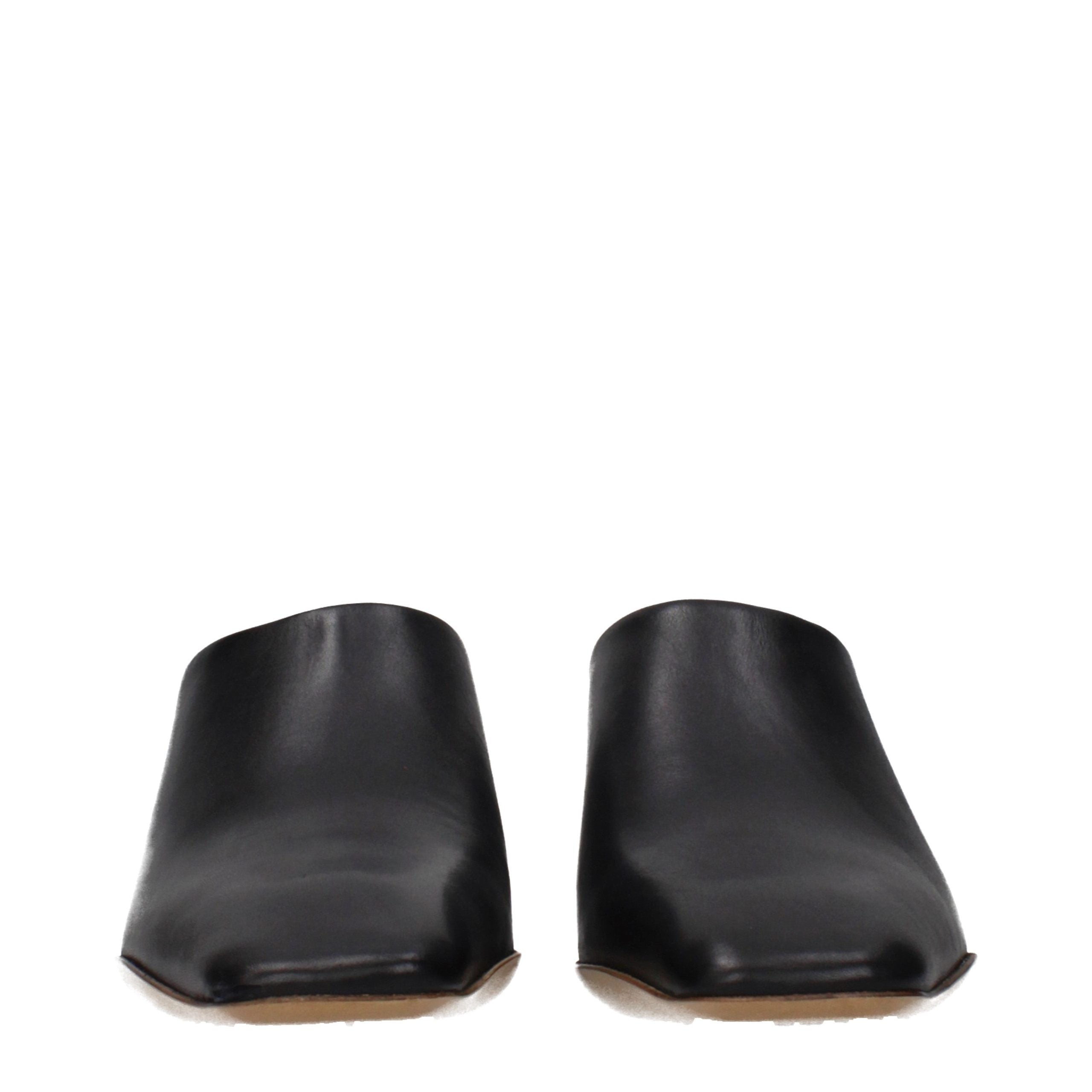 Jil Sander Zwarte Leren Slippers
