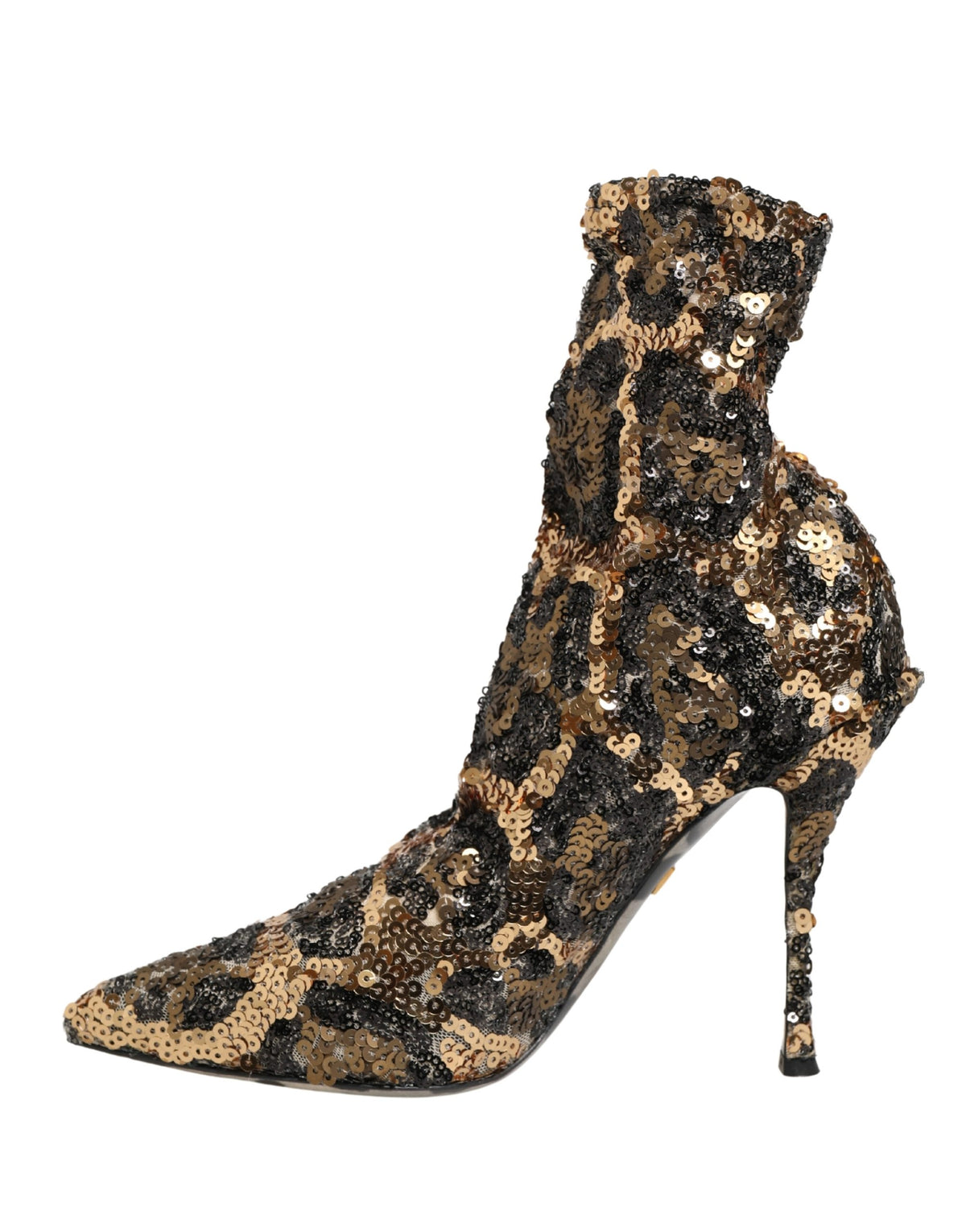 Dolce & Gabbana Gouden Luipaard Pailletten Sok Enkellaarsjes Schoenen