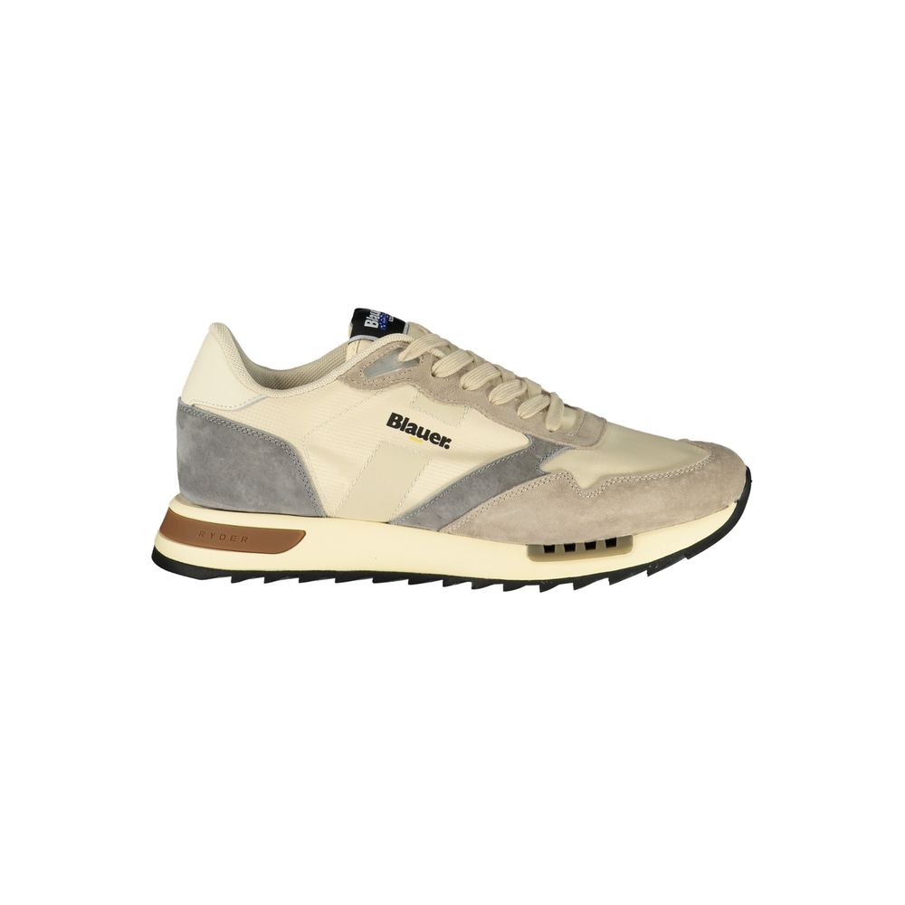 Blue Beige Polyester Men's Sneaker
