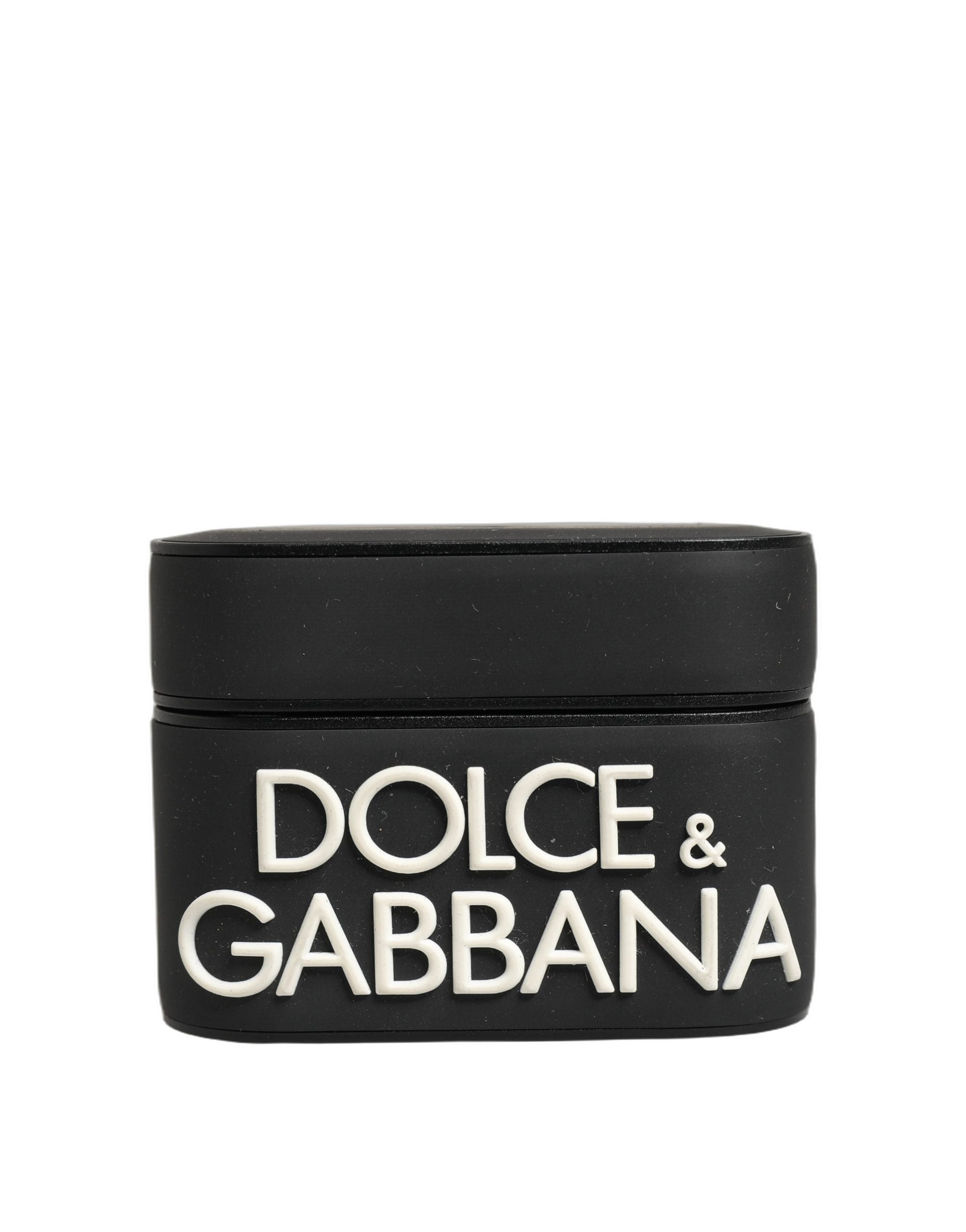 Dolce & Gabbana Etui Zwart PVC Reliëflogo Flip Houder Dames Airpods
