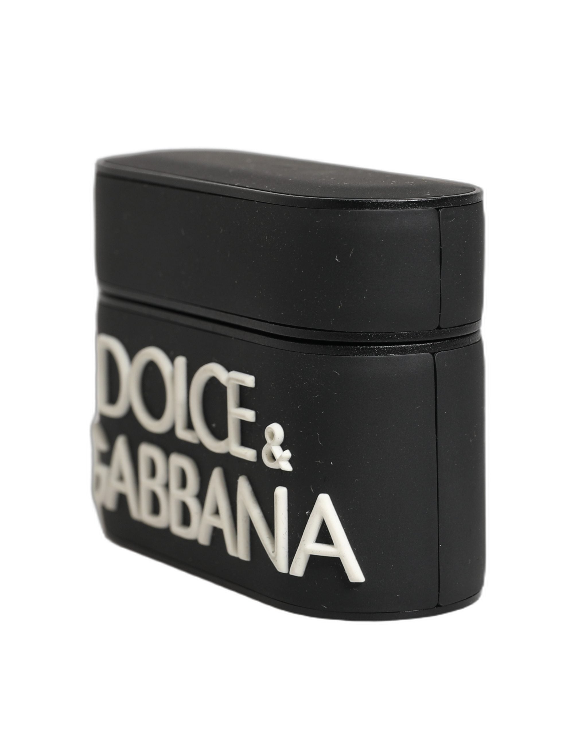Dolce & Gabbana Etui Zwart PVC Reliëflogo Flip Houder Dames Airpods