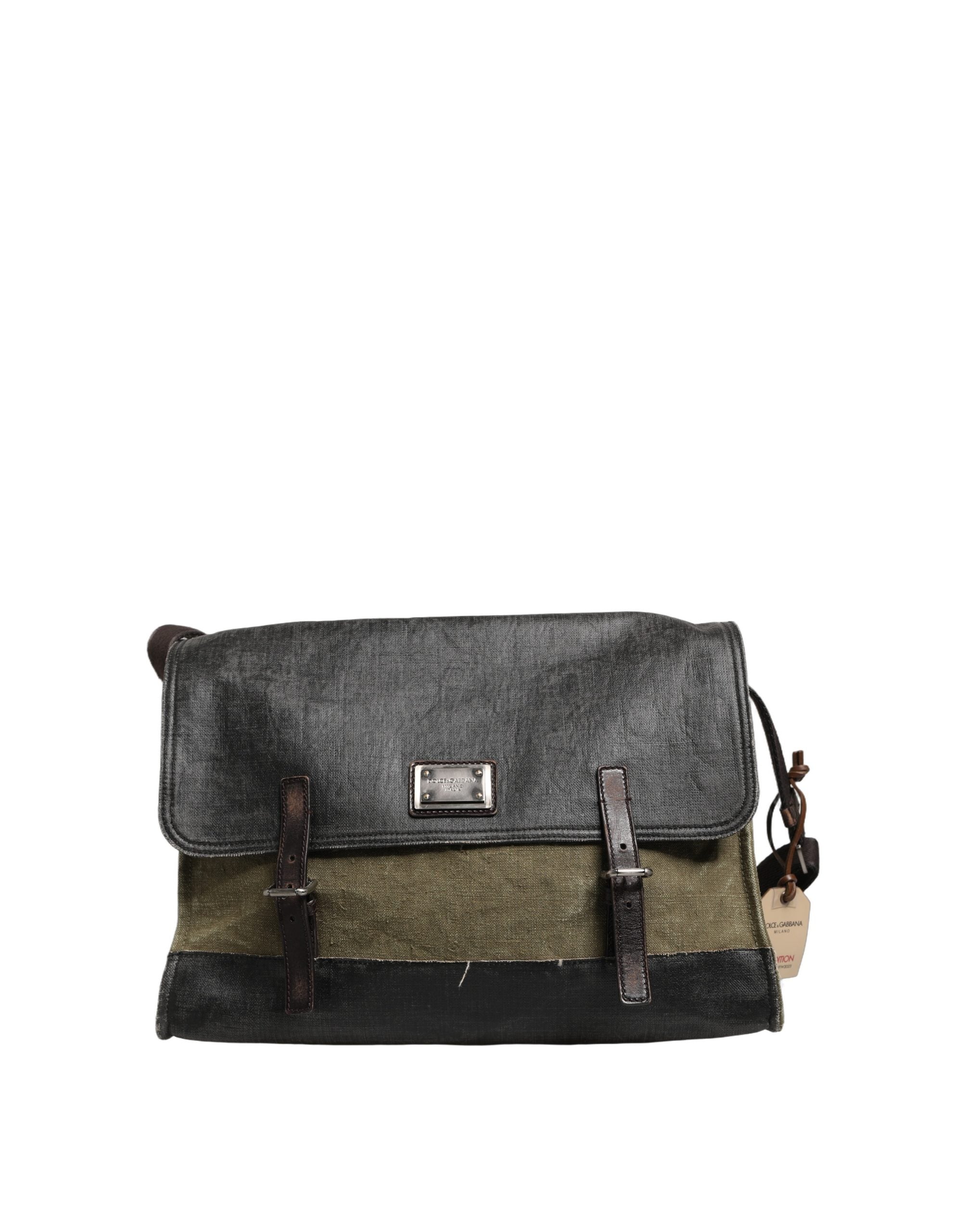 Dolce & Gabbana Military Green Two-Tone Messenger Shoulder Bag Men's Bag