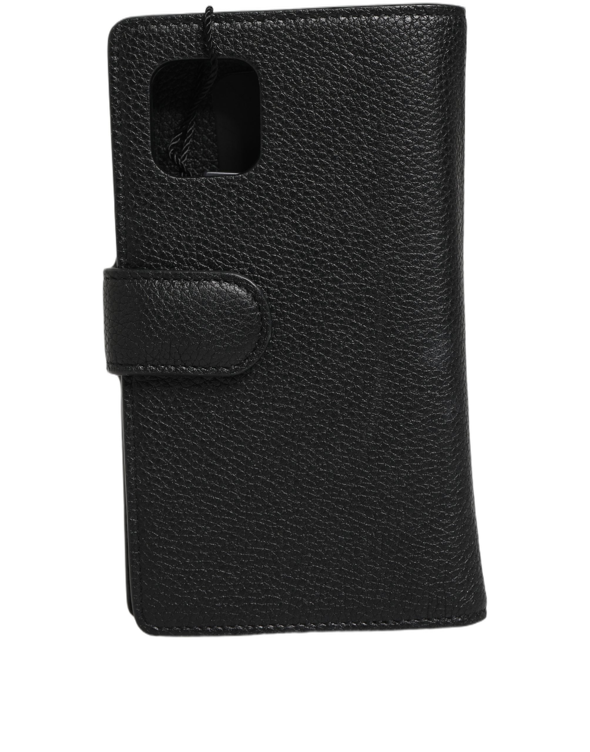 Dolce & Gabbana Case Flip Cover Black Calf Leather iPhone 11 Pro Phone