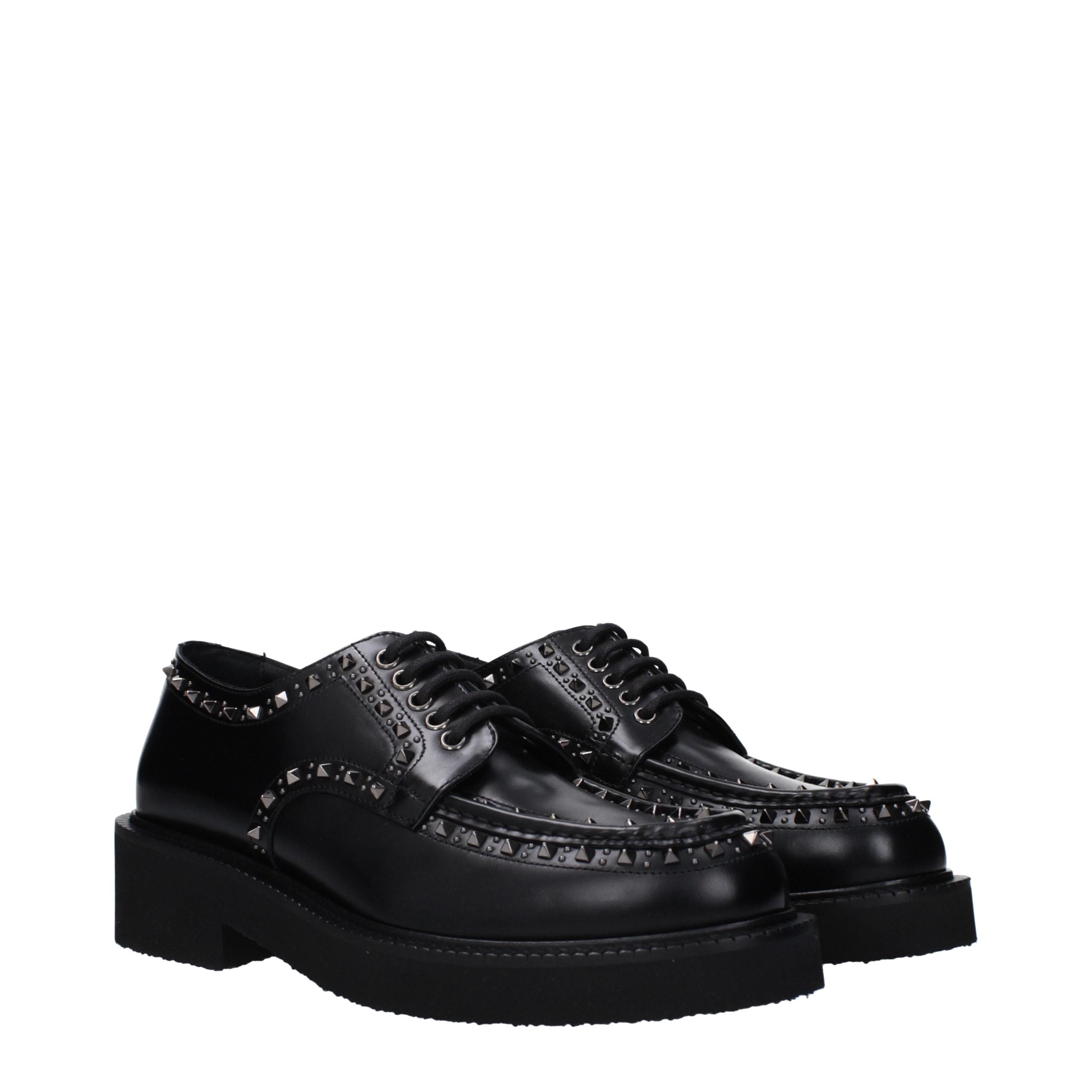 Valentino Garavani Zwart Leren Veterschoenen