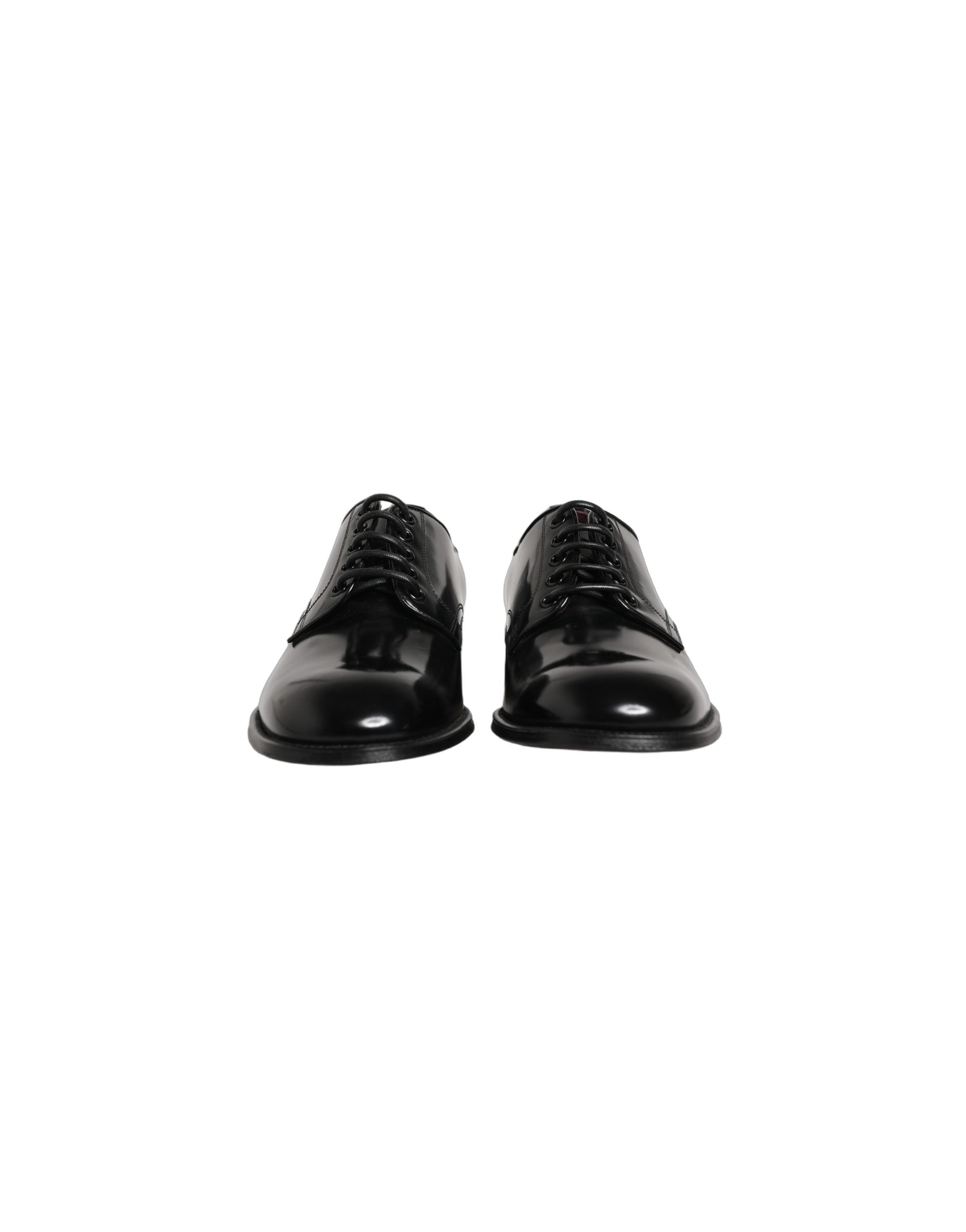 Dolce & Gabbana Black Calfskin Leather Derby Men's Dress Shoes