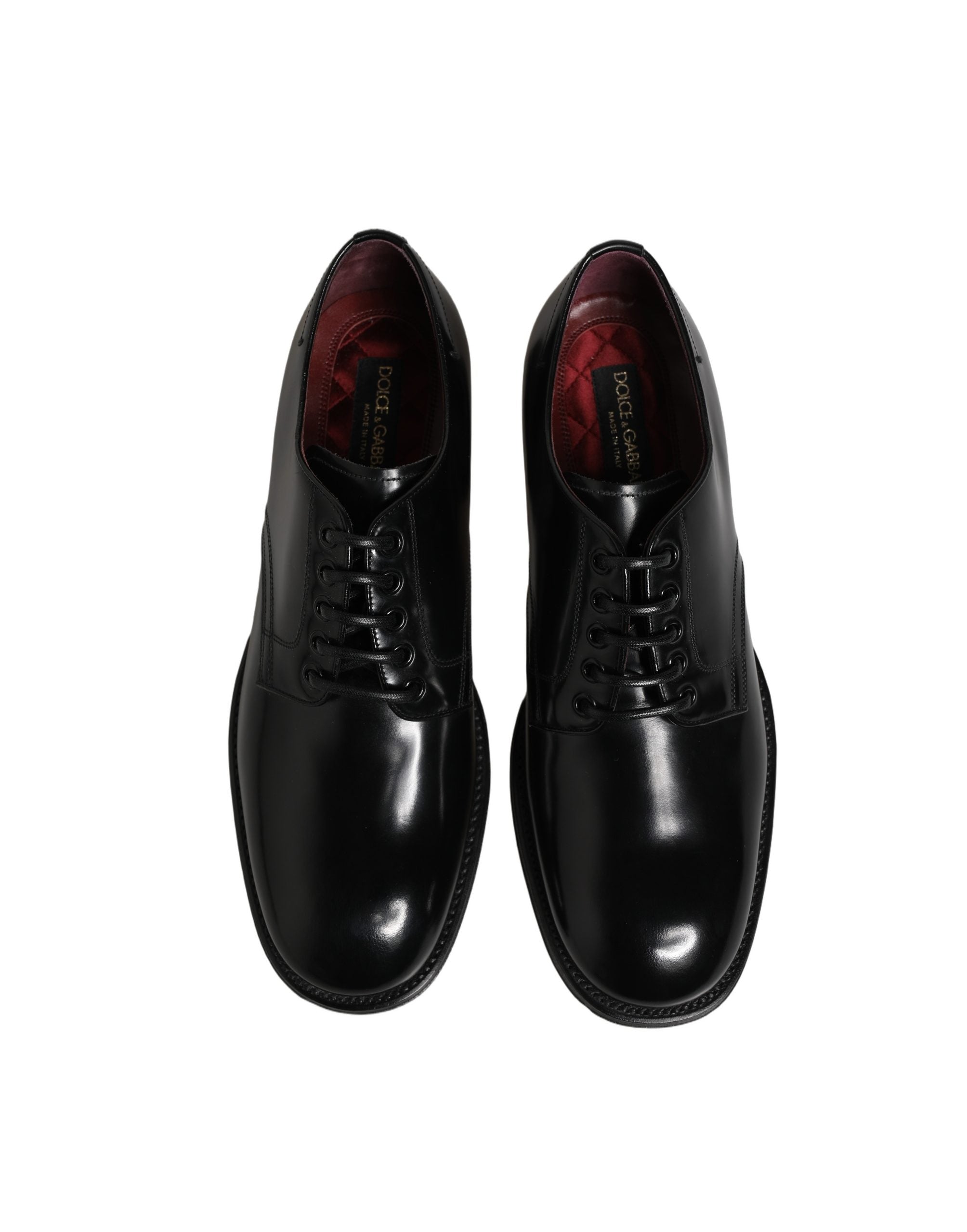 Dolce & Gabbana Black Calfskin Leather Derby Men's Dress Shoes