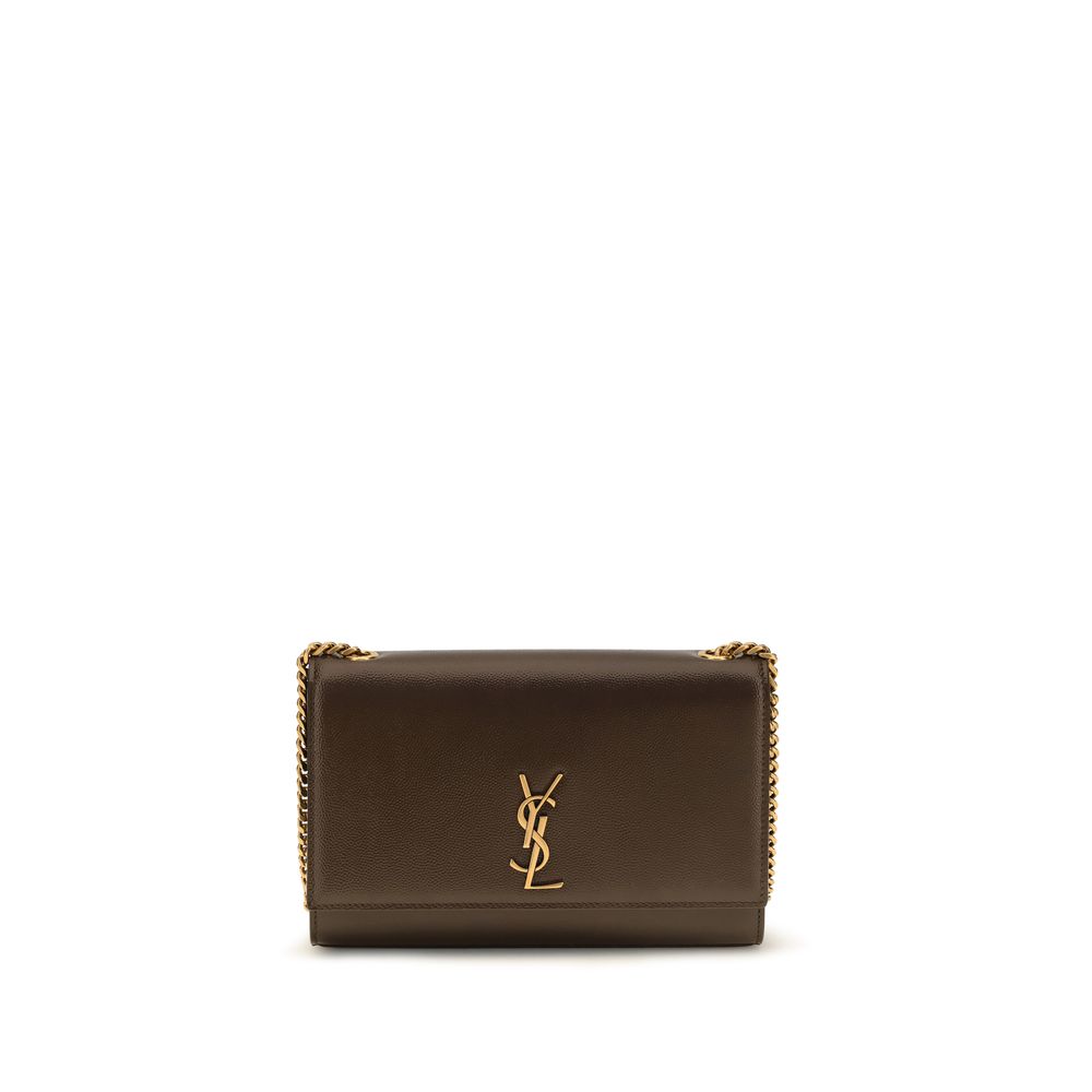Saint Laurent Sac à Bandoulière en Cuir de Veau Marron Bos Taurus