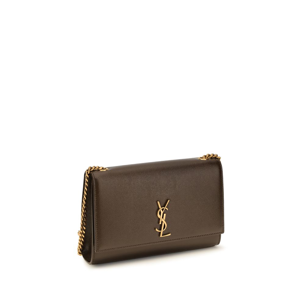 Saint Laurent Sac à Bandoulière en Cuir de Veau Marron Bos Taurus