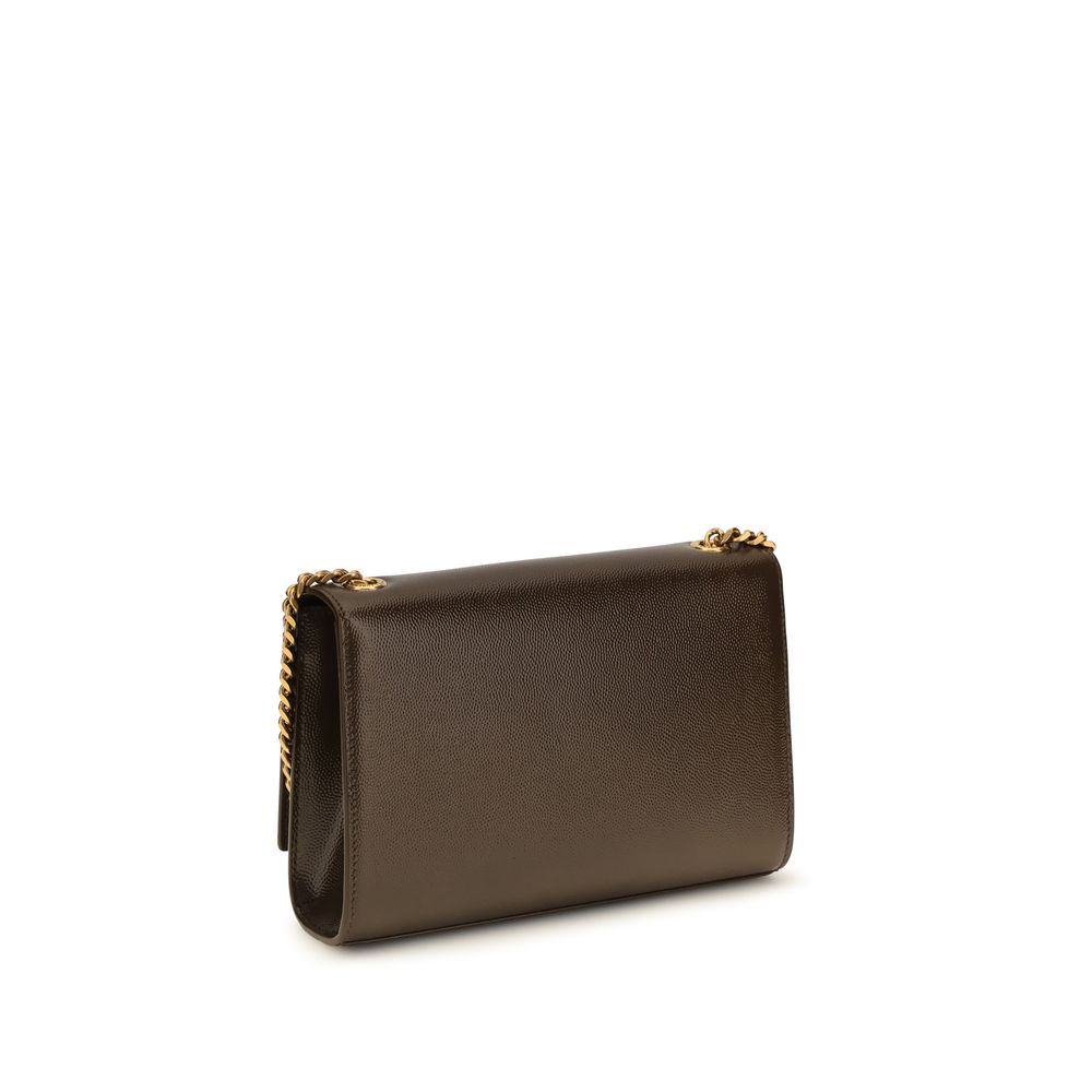 Saint Laurent Sac à Bandoulière en Cuir de Veau Marron Bos Taurus