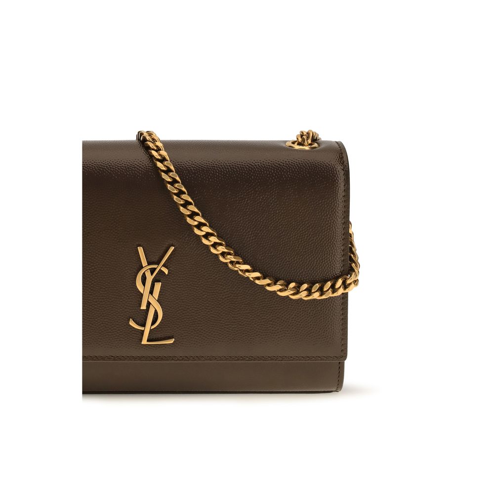 Saint Laurent Sac à Bandoulière en Cuir de Veau Marron Bos Taurus
