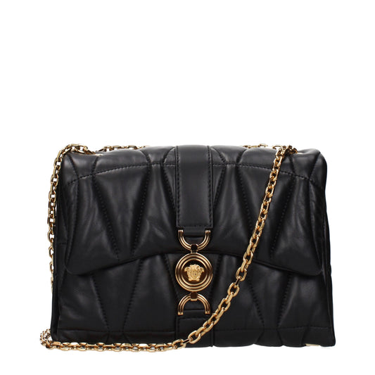 Versace Zwarte Leren Schoudertas