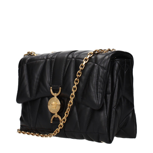 Versace Zwarte Leren Schoudertas