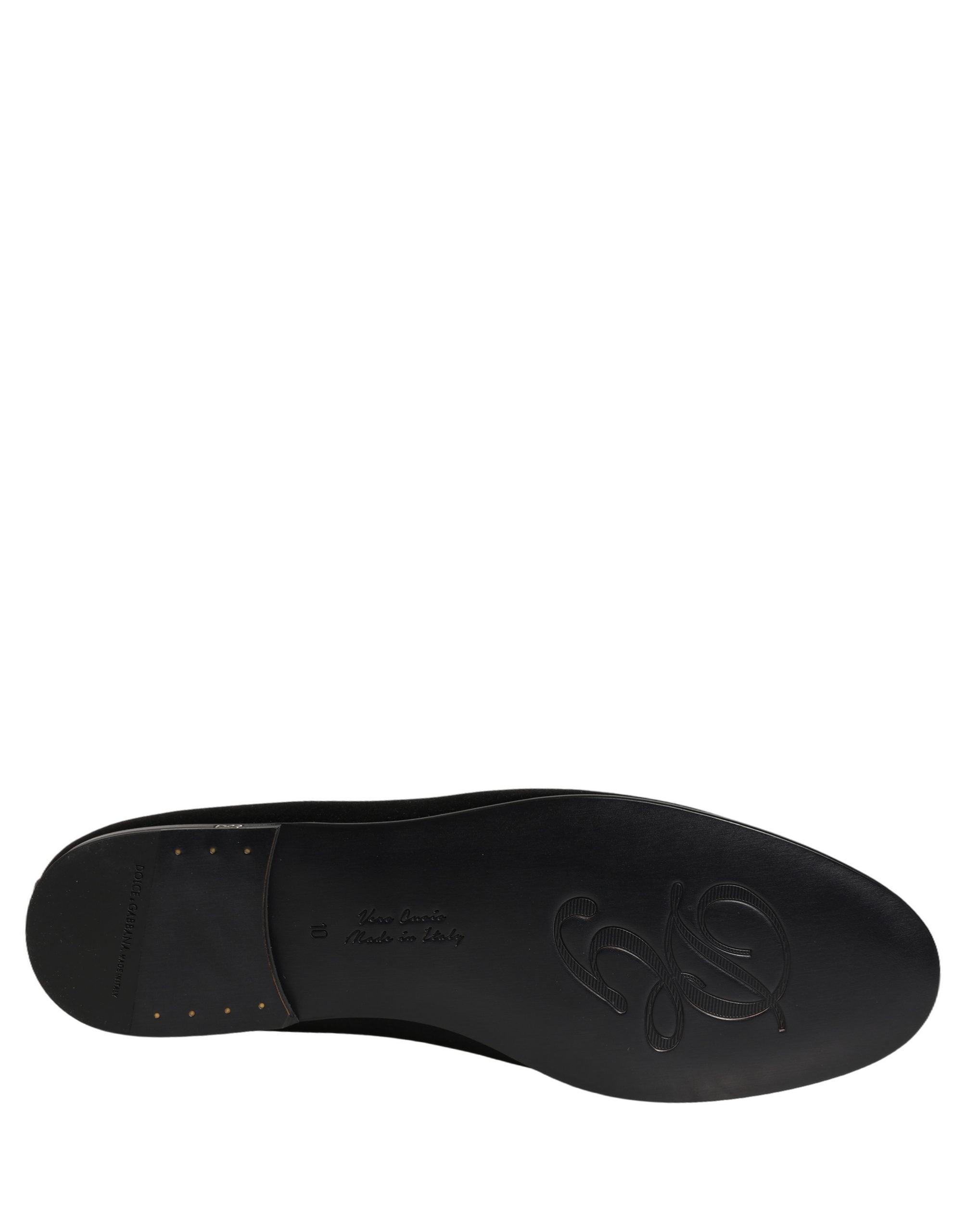 Dolce & Gabbana Zwarte Satijnen Logo Instappers Loafers Schoenen