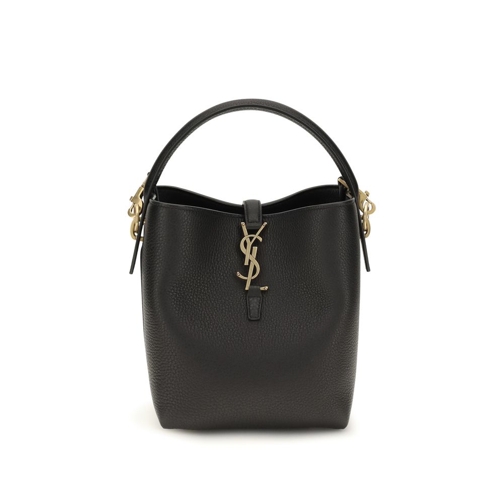 Saint Laurent Black Calf Leather Bos Taurus Bucket Bag