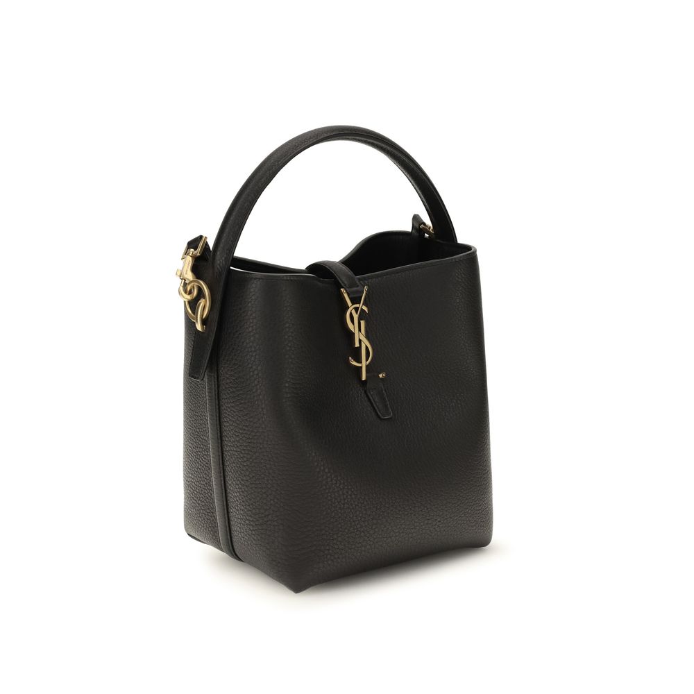 Saint Laurent Black Calf Leather Bos Taurus Bucket Bag