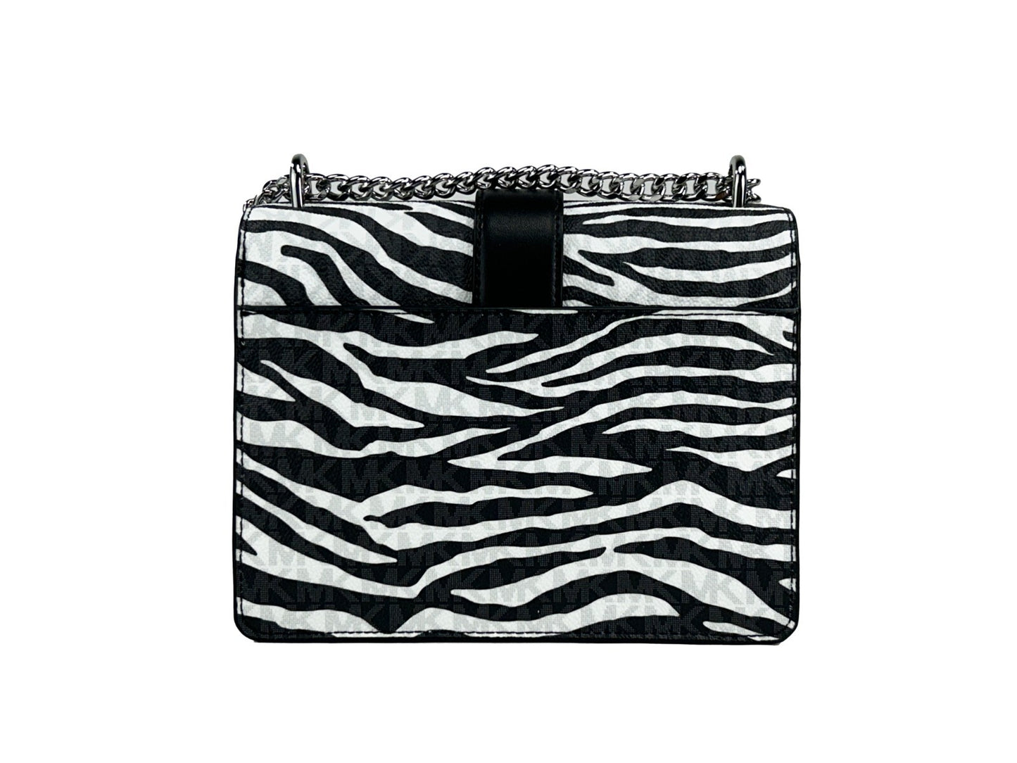 Michael Kors Greenwich Kleine Print Logo Crossbody Tote Kettingtas Zwart/Wit $498