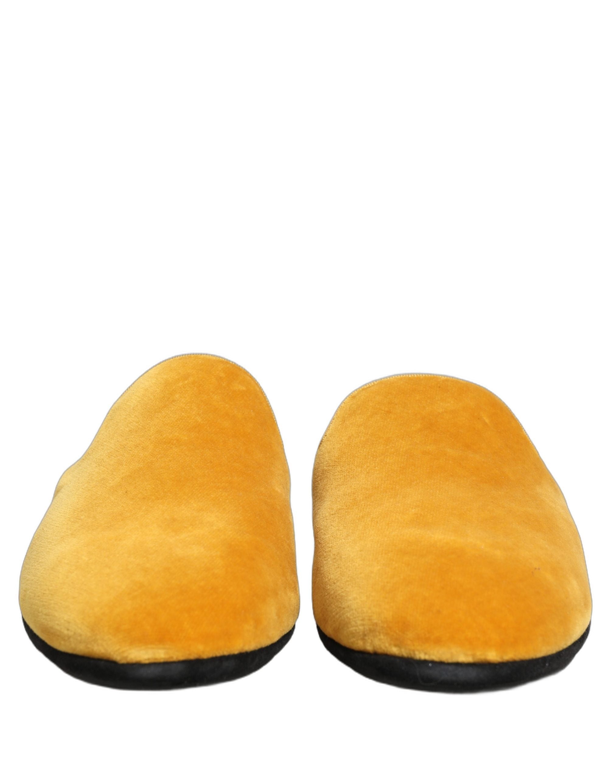 Dolce & Gabbana Yellow Suede Slides Flat Slipper Men's Shoes