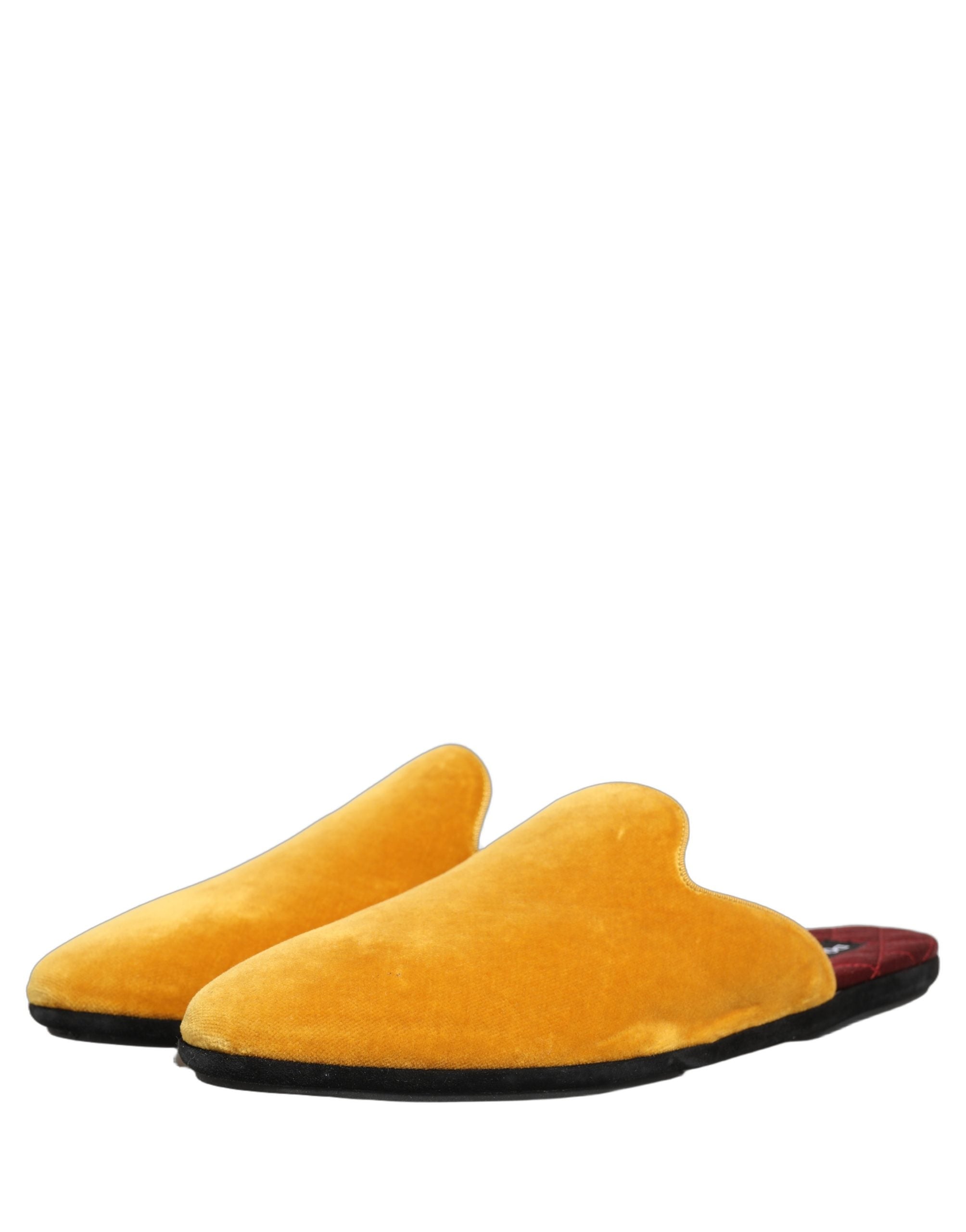 Dolce & Gabbana Yellow Suede Slides Flat Slipper Men's Shoes
