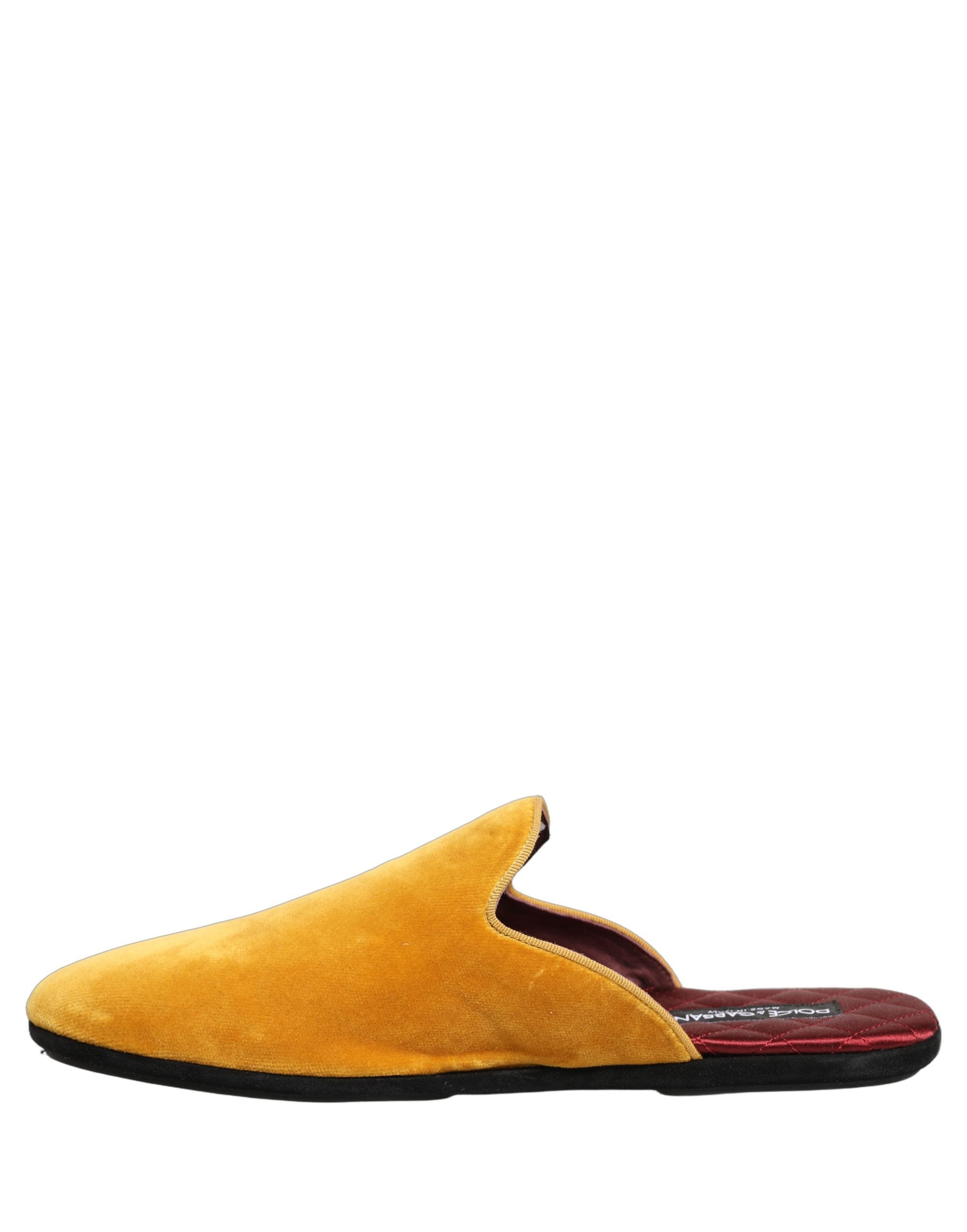 Dolce & Gabbana Yellow Suede Slides Flat Slipper Men's Shoes