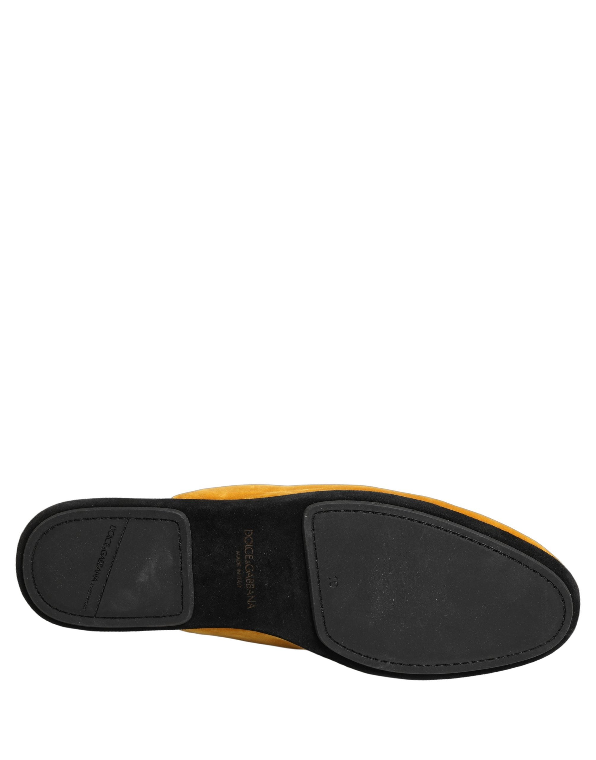 Dolce & Gabbana Yellow Suede Slides Flat Slipper Men's Shoes