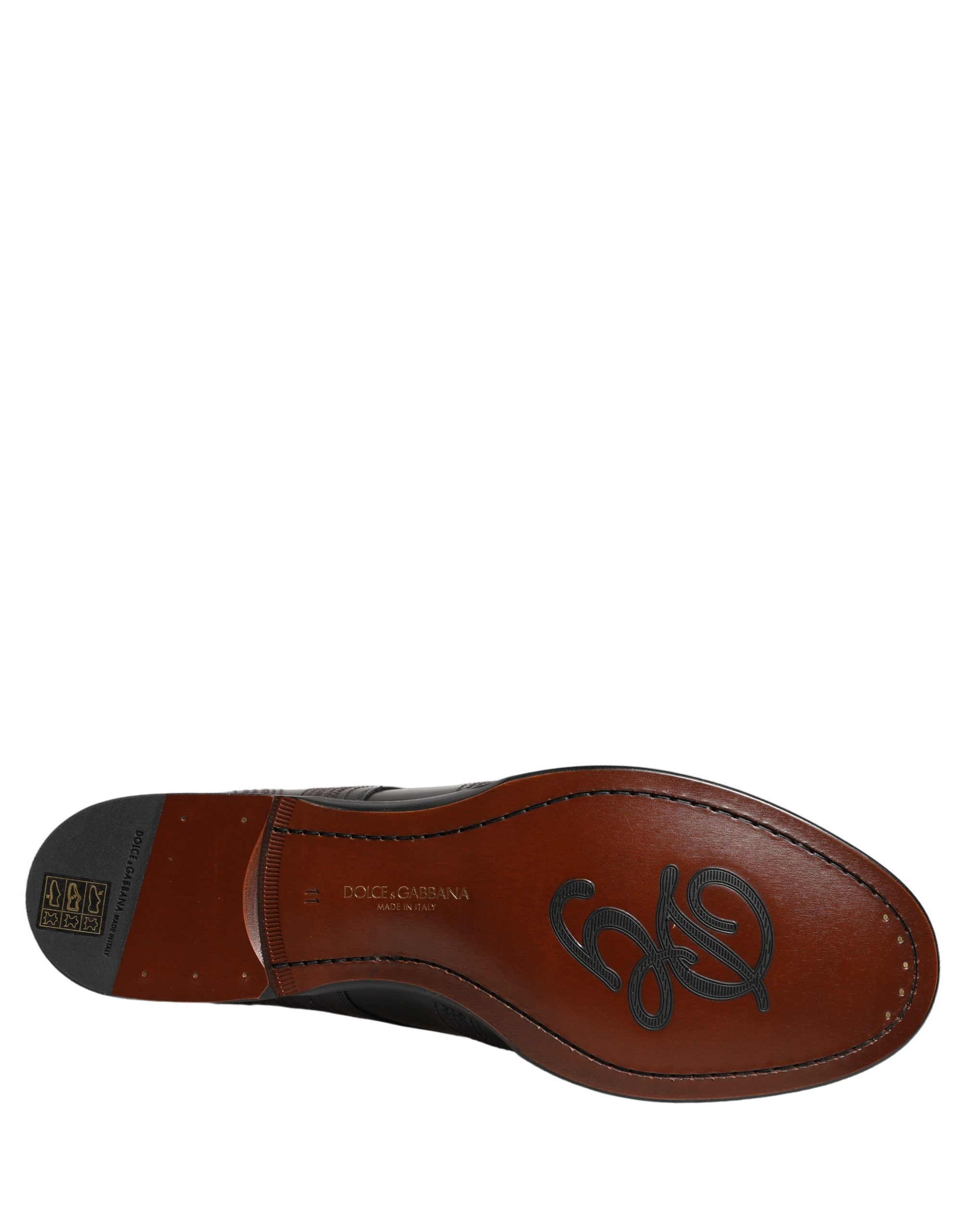 Dolce & Gabbana Zwarte Geborduurde Leren Derby Geklede Schoenen