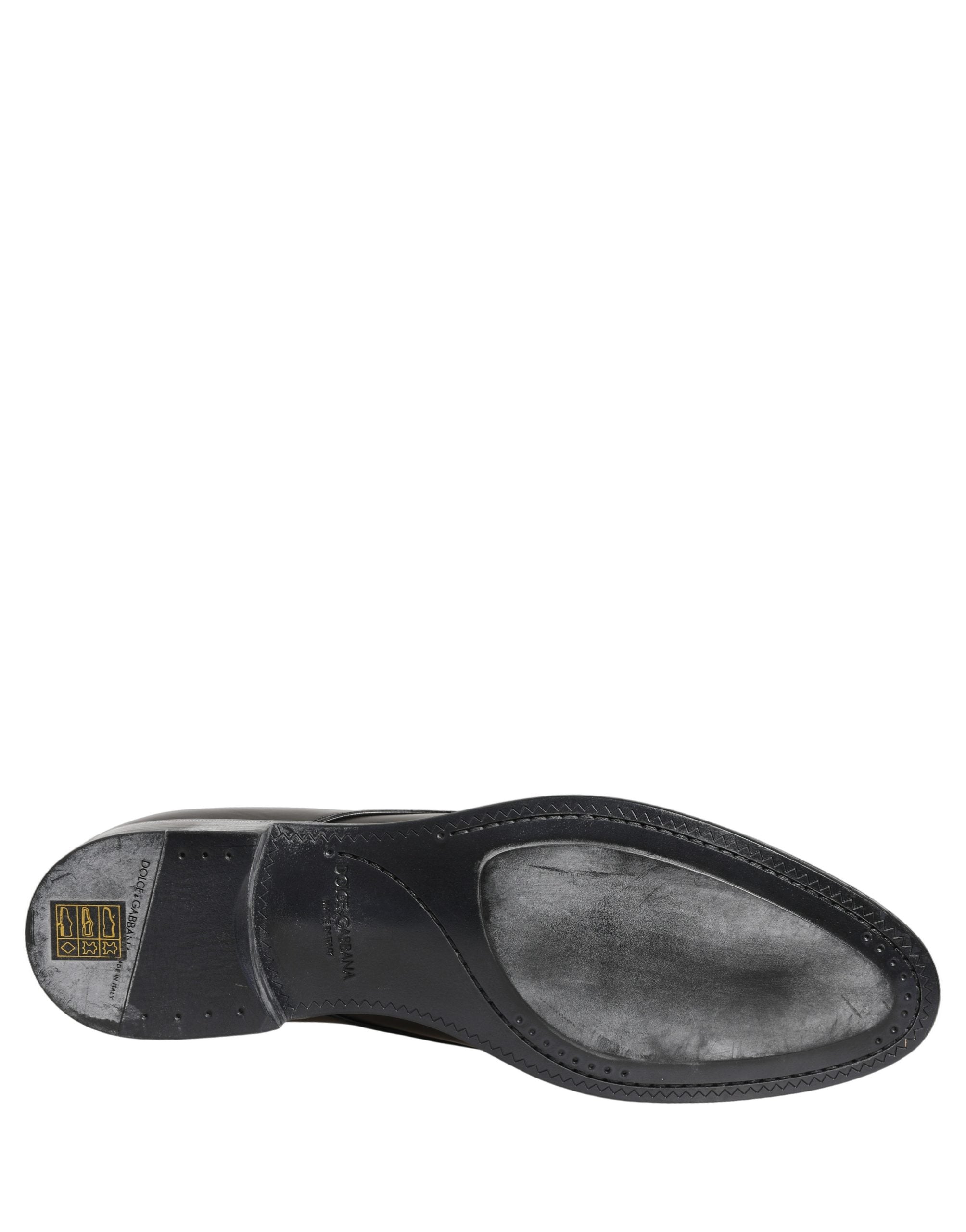 Dolce & Gabbana Zwarte Leren Derby Herenschoenen met Vetersluiting