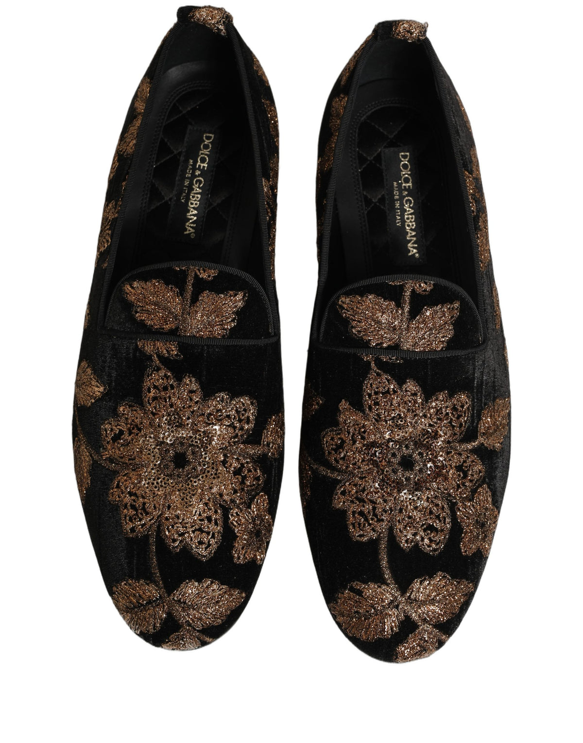 Dolce & Gabbana Zwarte Gebloemde Jacquard Jurk Loafers Schoenen