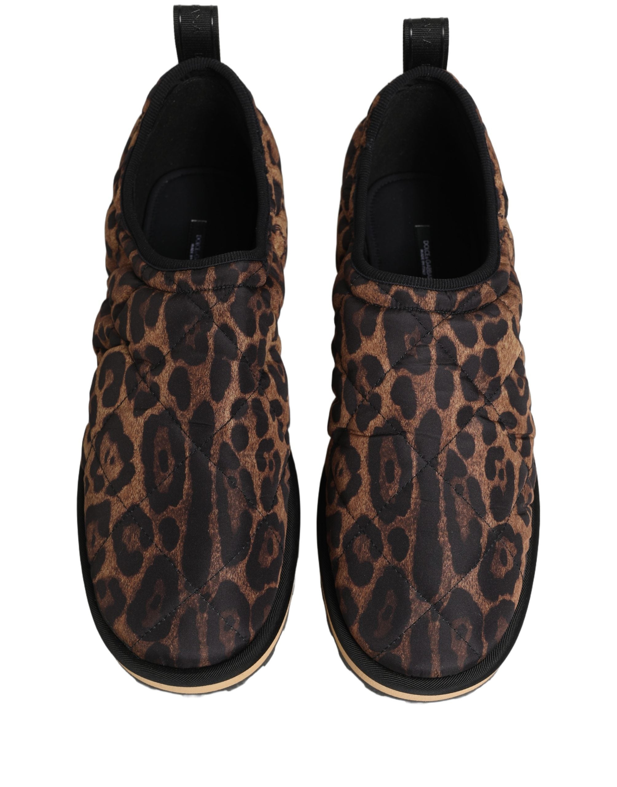 Dolce & Gabbana Brown Leopard Print Quilted Men Sneakers Shoes