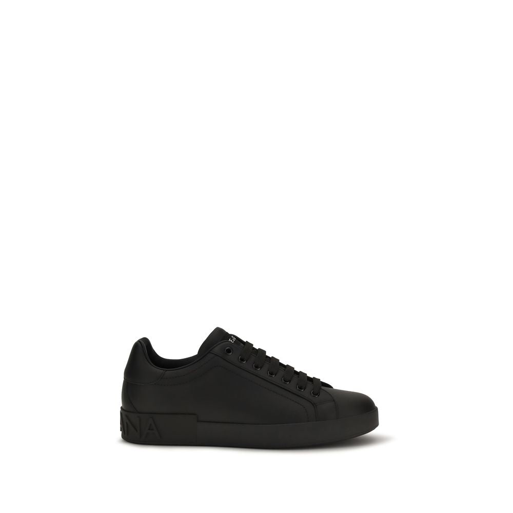 Dolce & Gabbana Zwarte Kalfslederen Bos Taurus Lage Sneakers