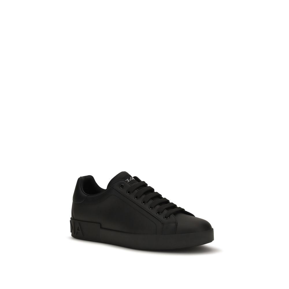 Dolce & Gabbana Zwarte Kalfslederen Bos Taurus Lage Sneakers