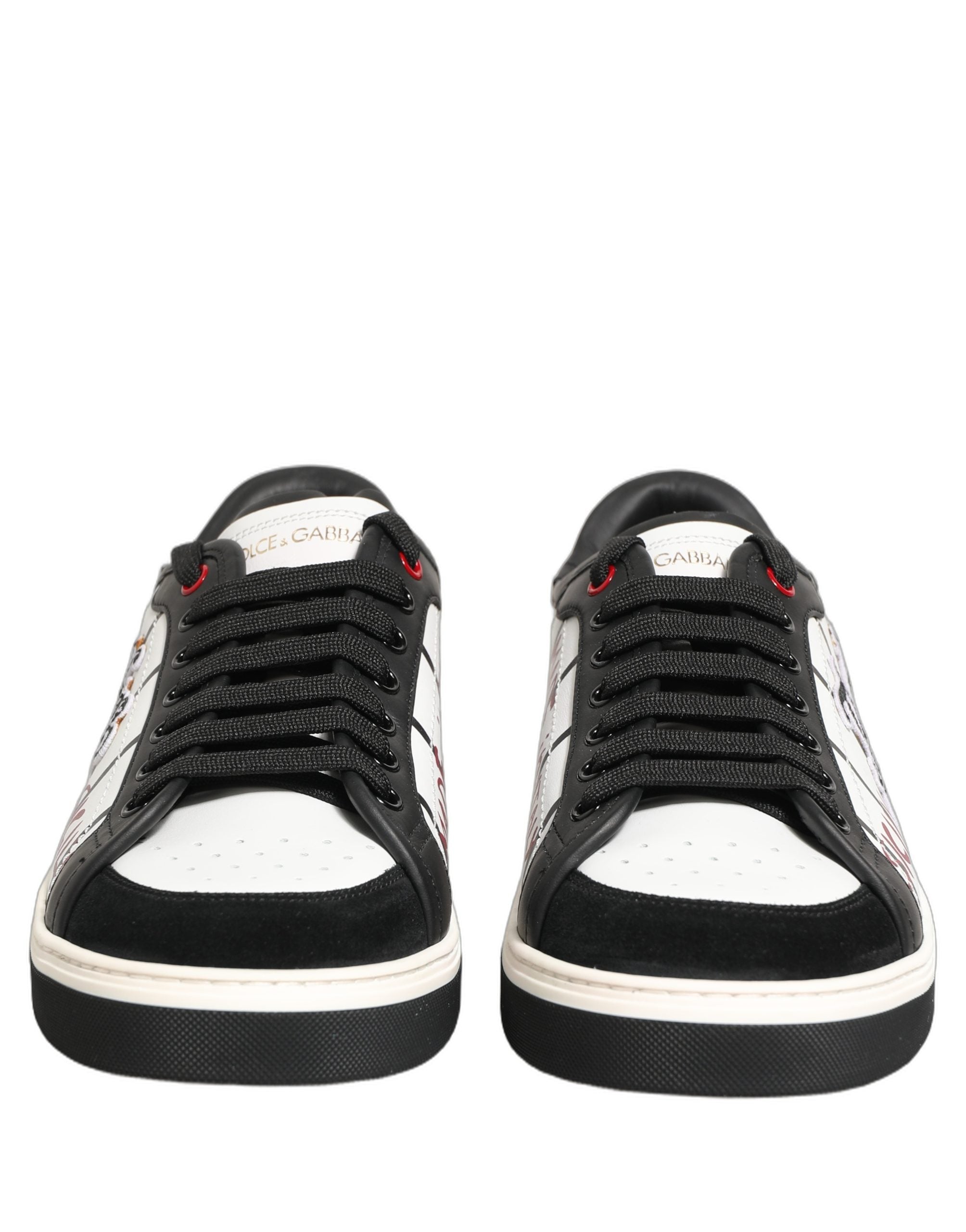 Dolce & Gabbana Wit Zwart DG Logo King Patch Lage Sneaker Schoenen