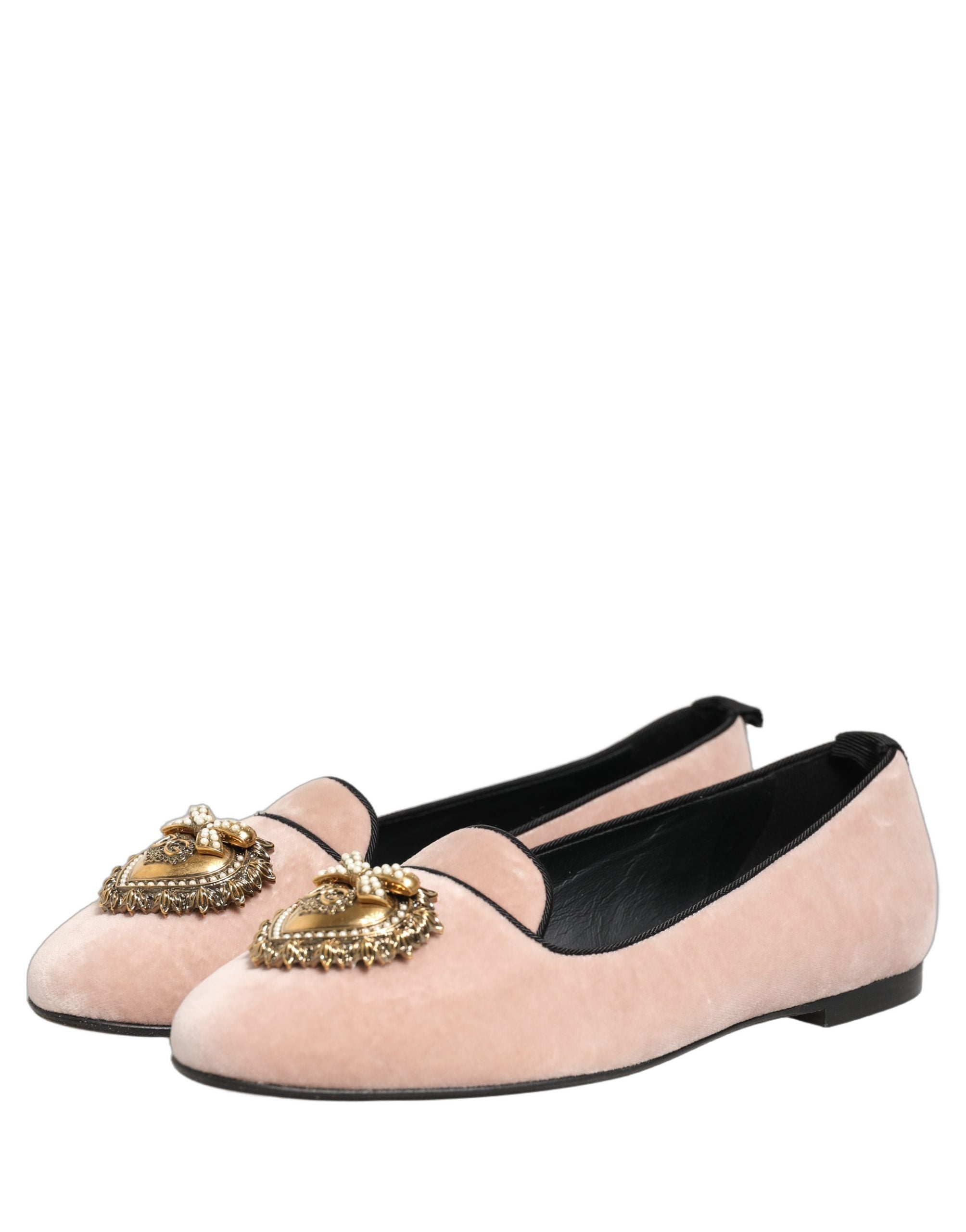 Dolce & Gabbana Roze Fluweel Devotion Instappers Platte Schoenen