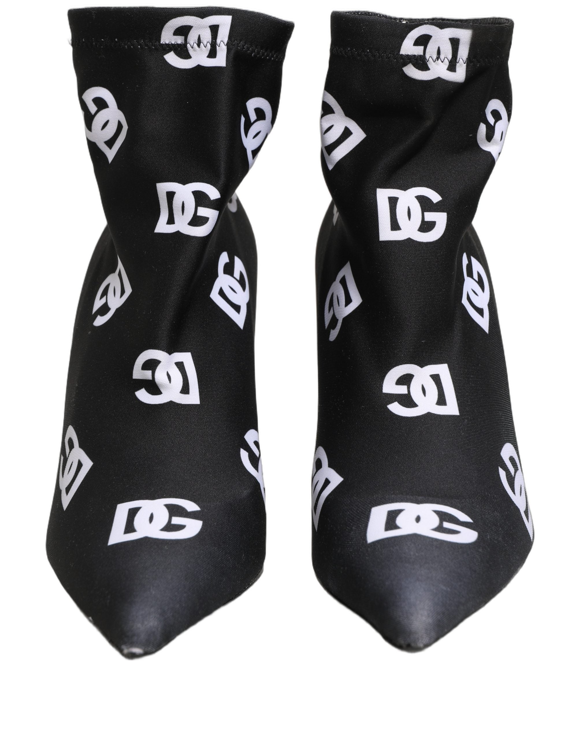 Dolce & Gabbana Black Logo Stretch Heel Ankle Boots Shoes