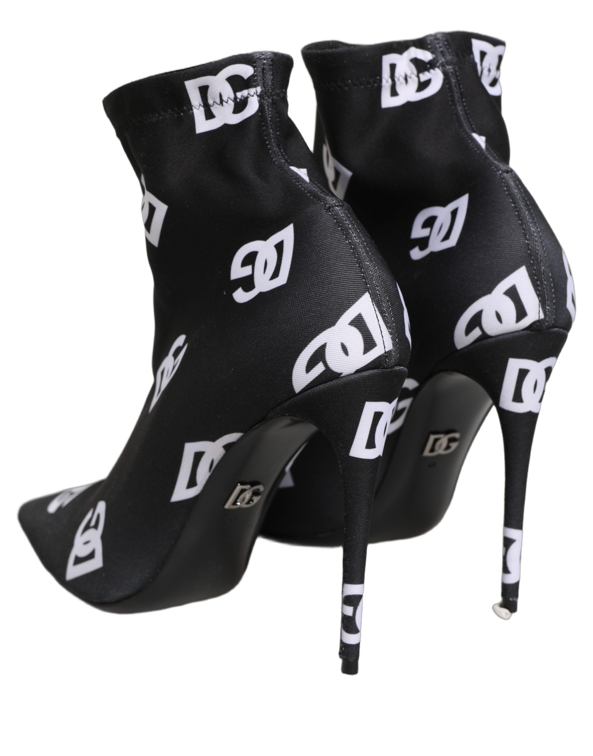 Dolce & Gabbana Black Logo Stretch Heel Ankle Boots Shoes