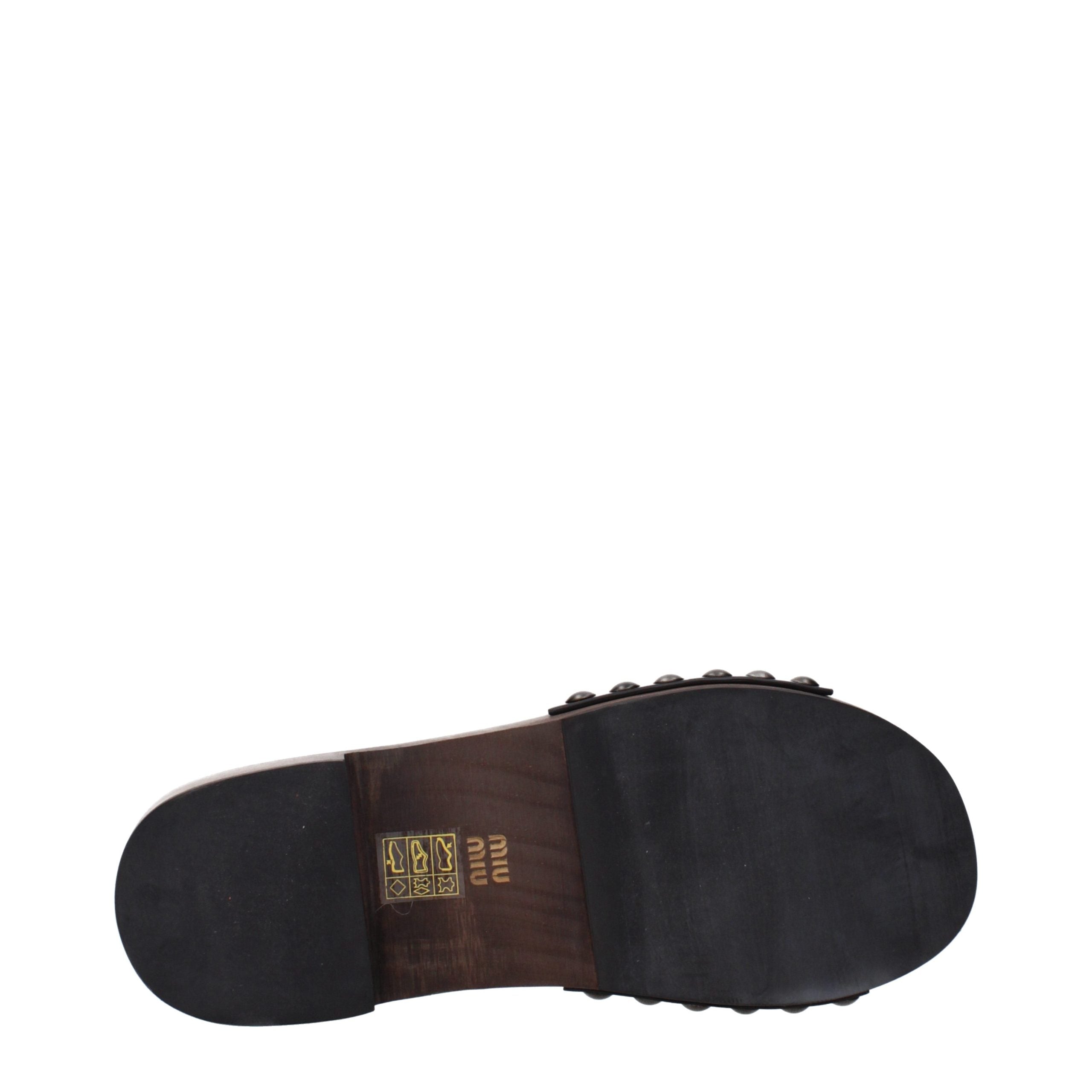 Miu Miu Black Leather Slippers