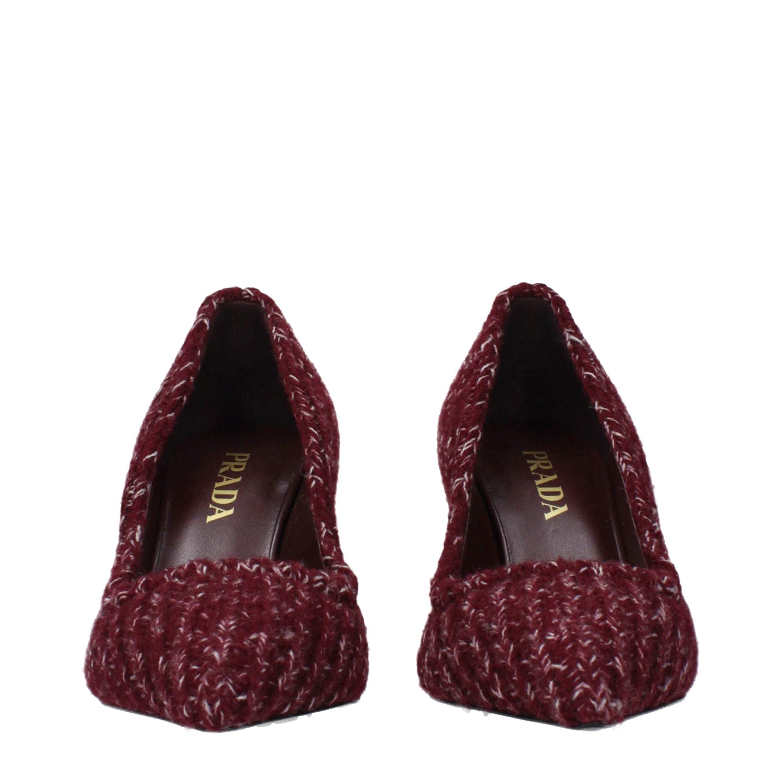 Prada Red Fabric Mid-Heel Pumps