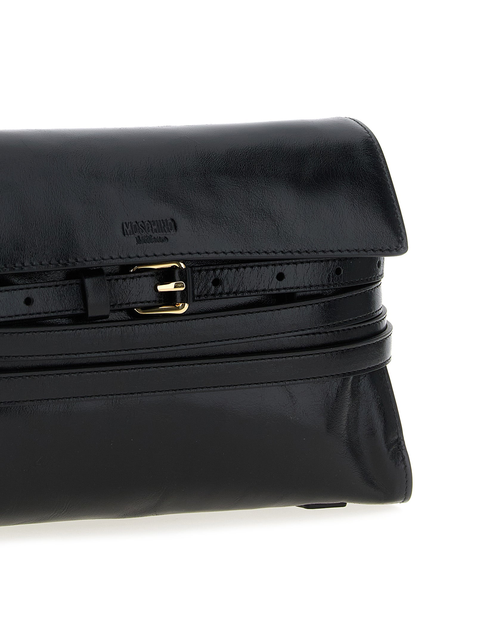 Moschino Zwarte Leren Crossbody Tas