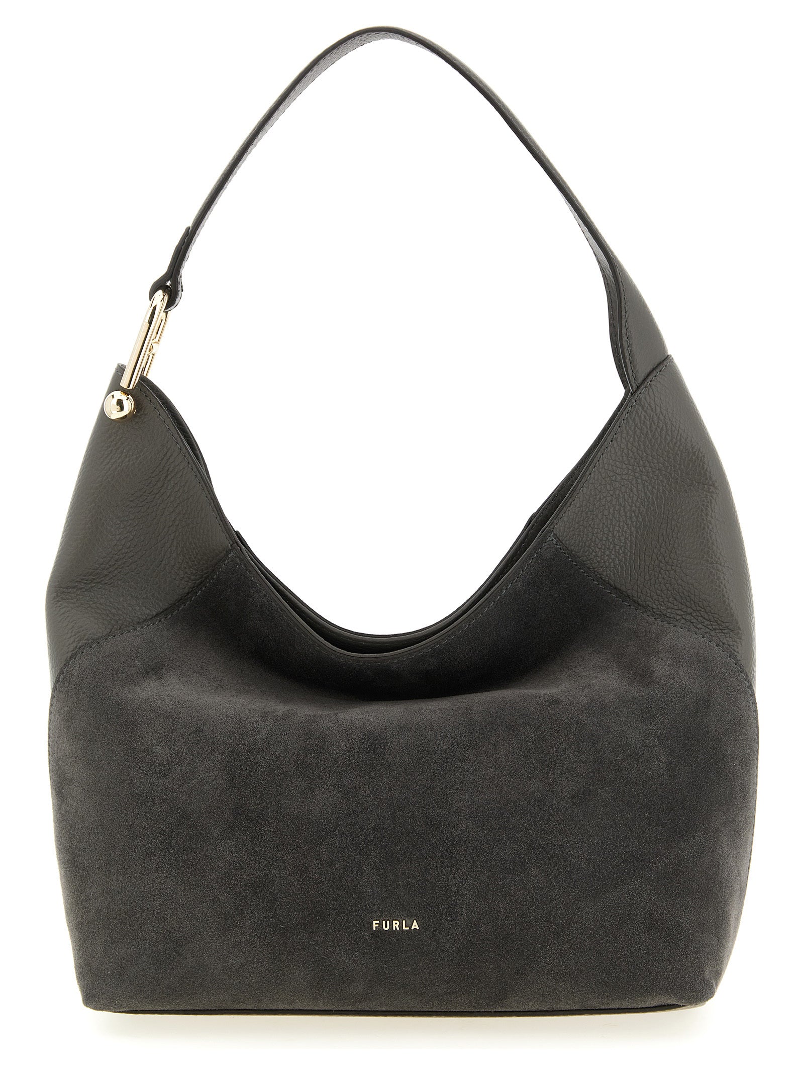 Sac à bandoulière Furla en cuir de veau gris