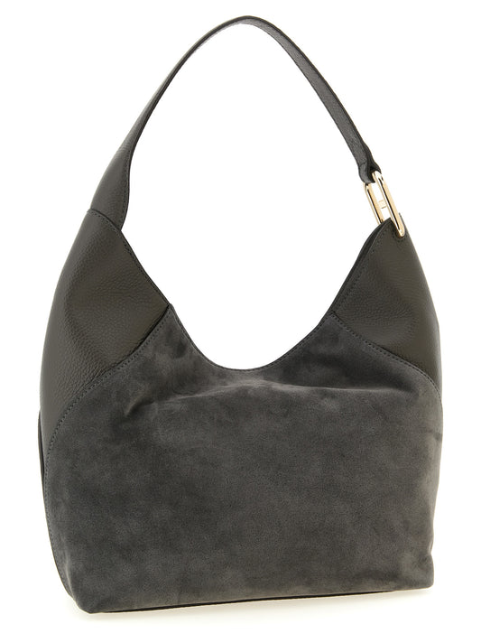 Furla Gray Calfskin Shoulder Bag