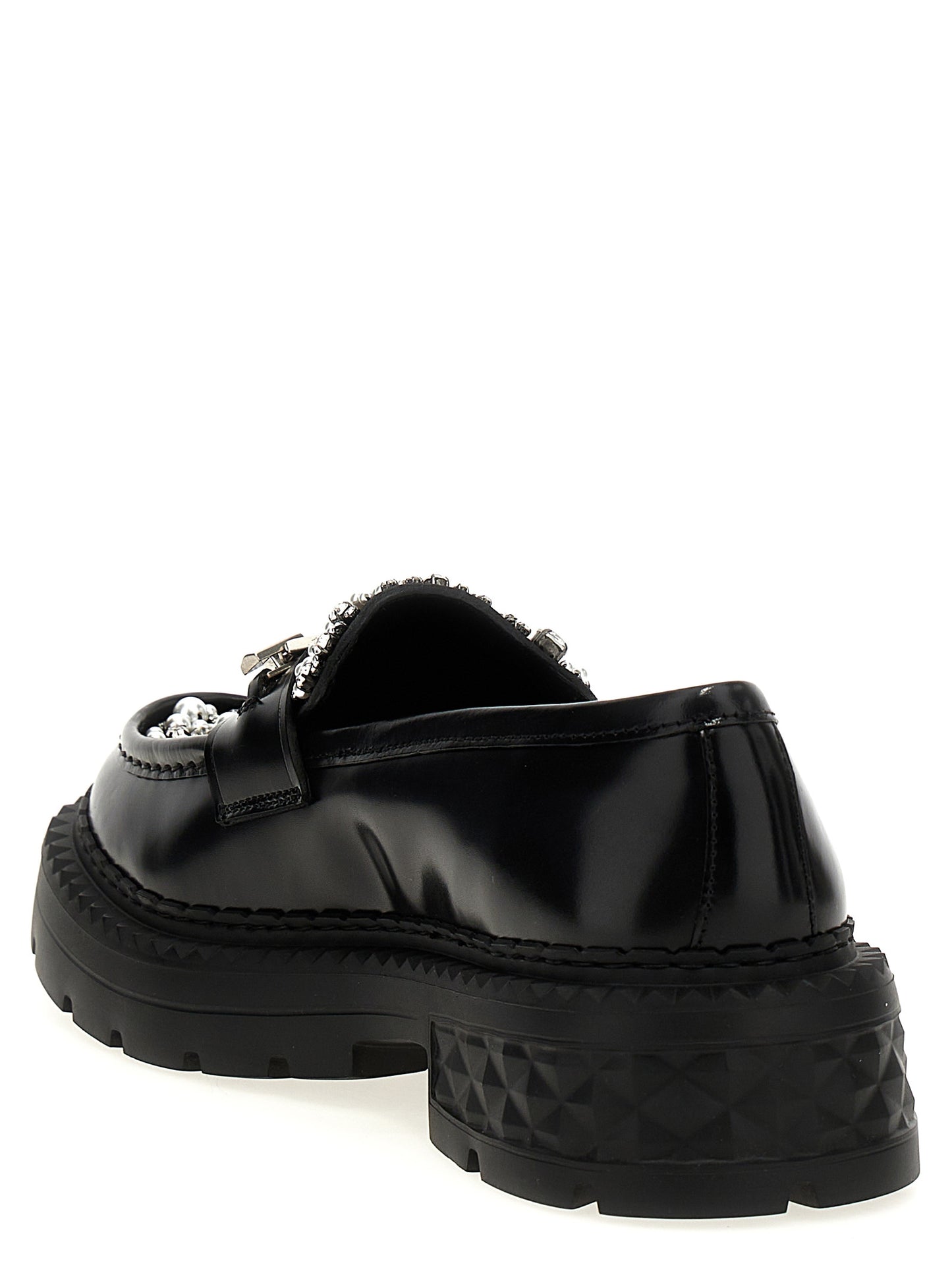 Jimmy Choo Black Calfskin Slip-On Loafers