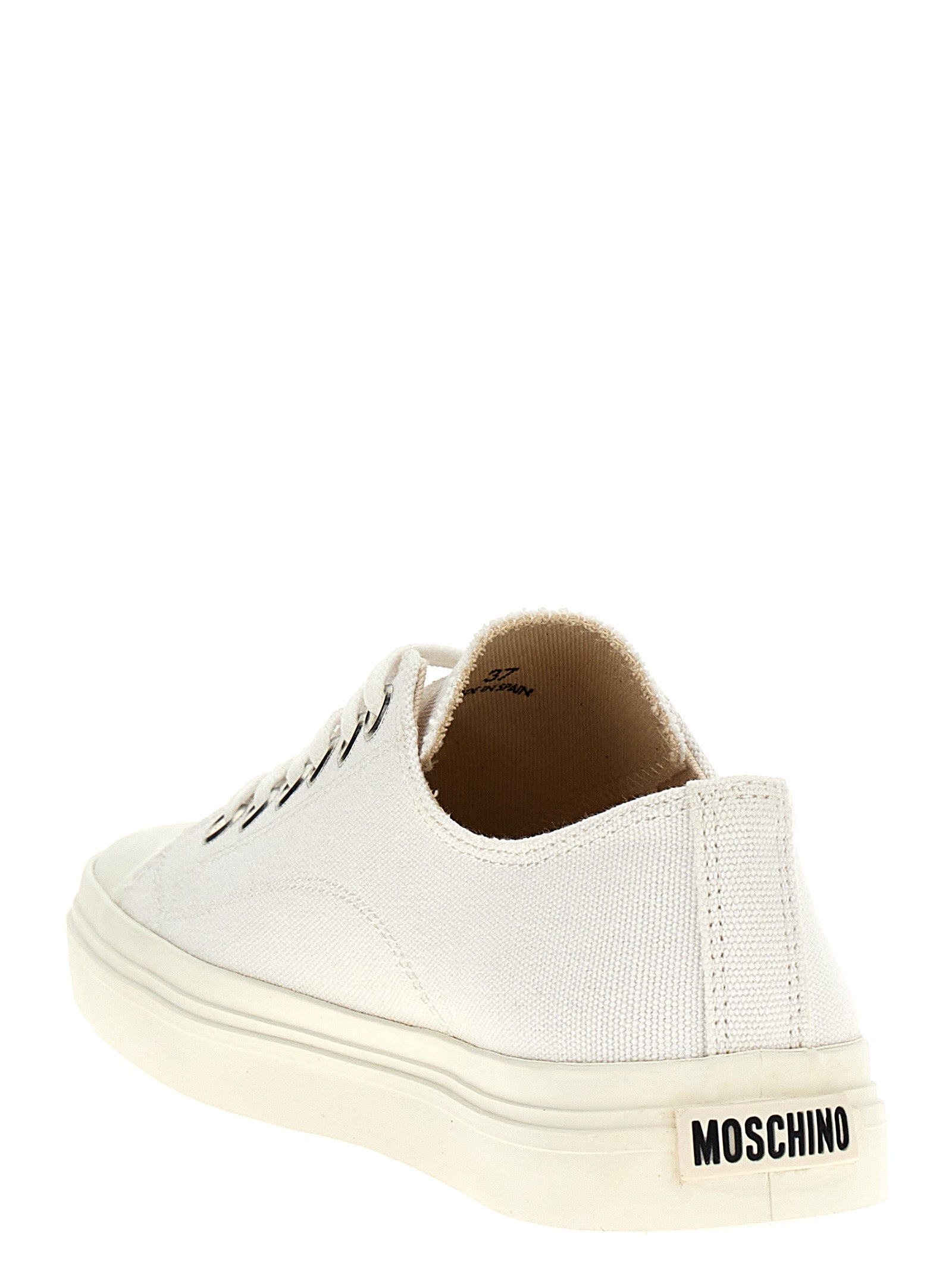 Moschino Witte Katoenen Lage Sneakers