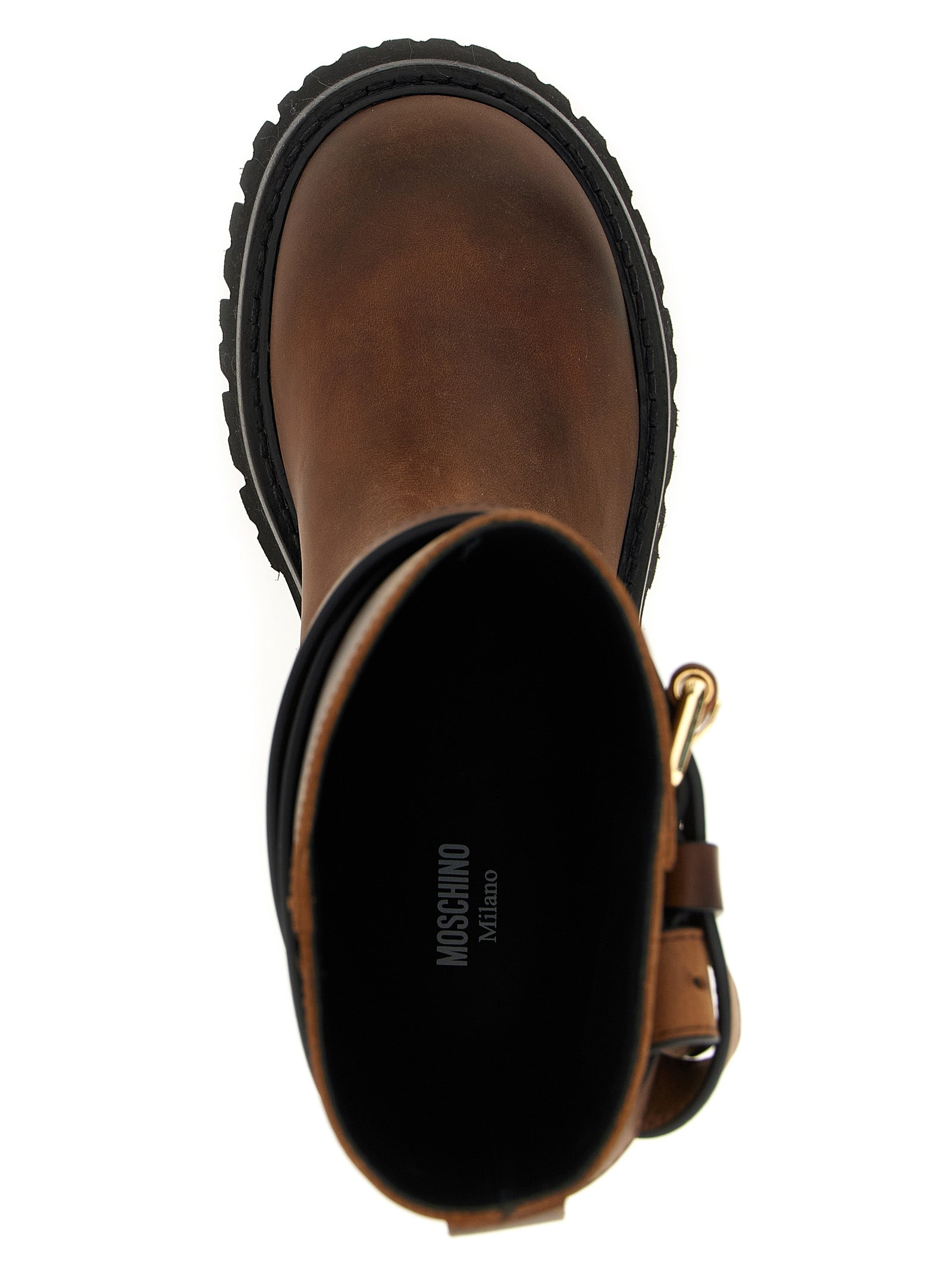 Moschino Brown Velvet Leather Over-The-Knee