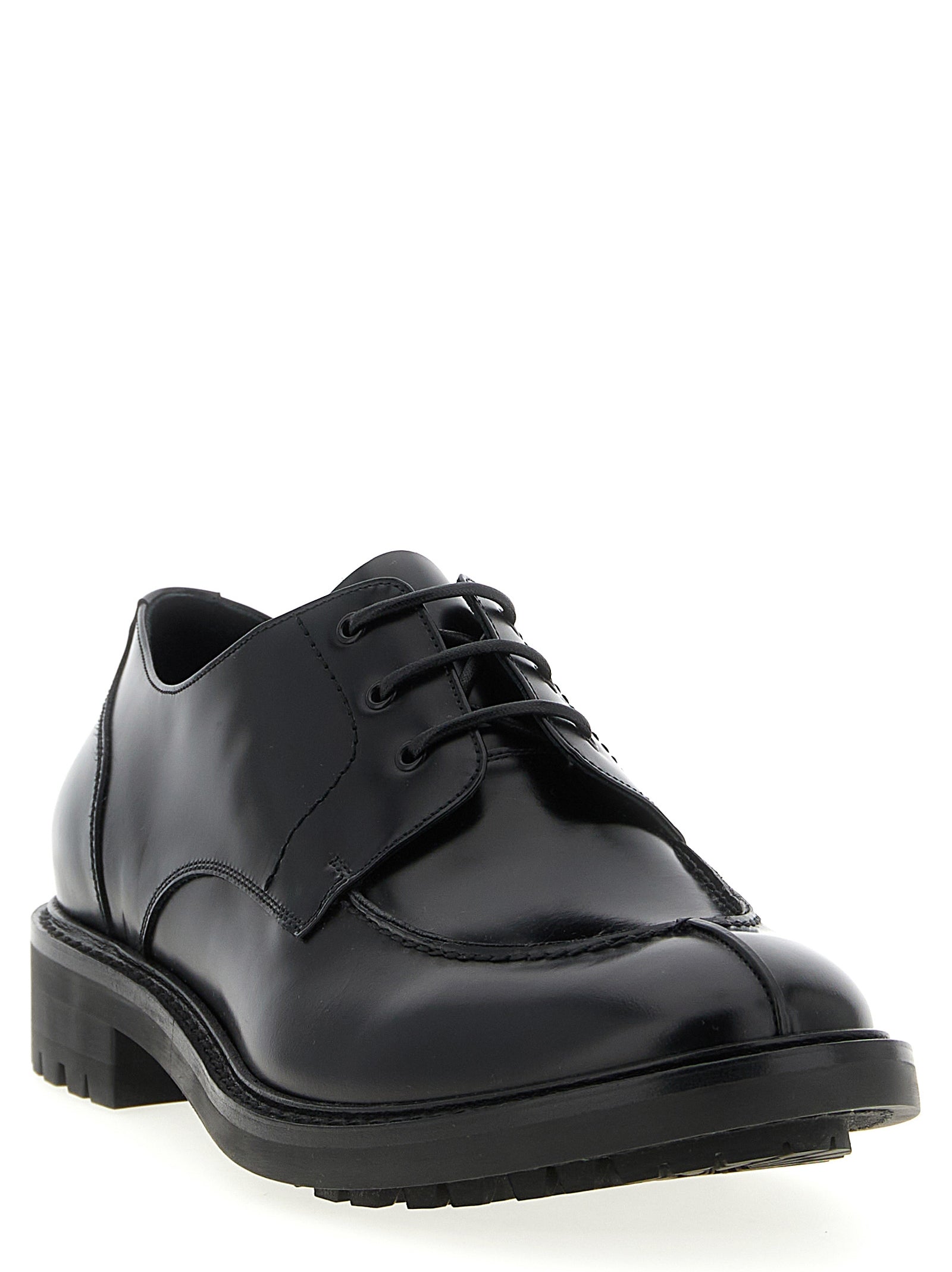 Saint Laurent Zwart Kalfslederen Brogues En Derbies