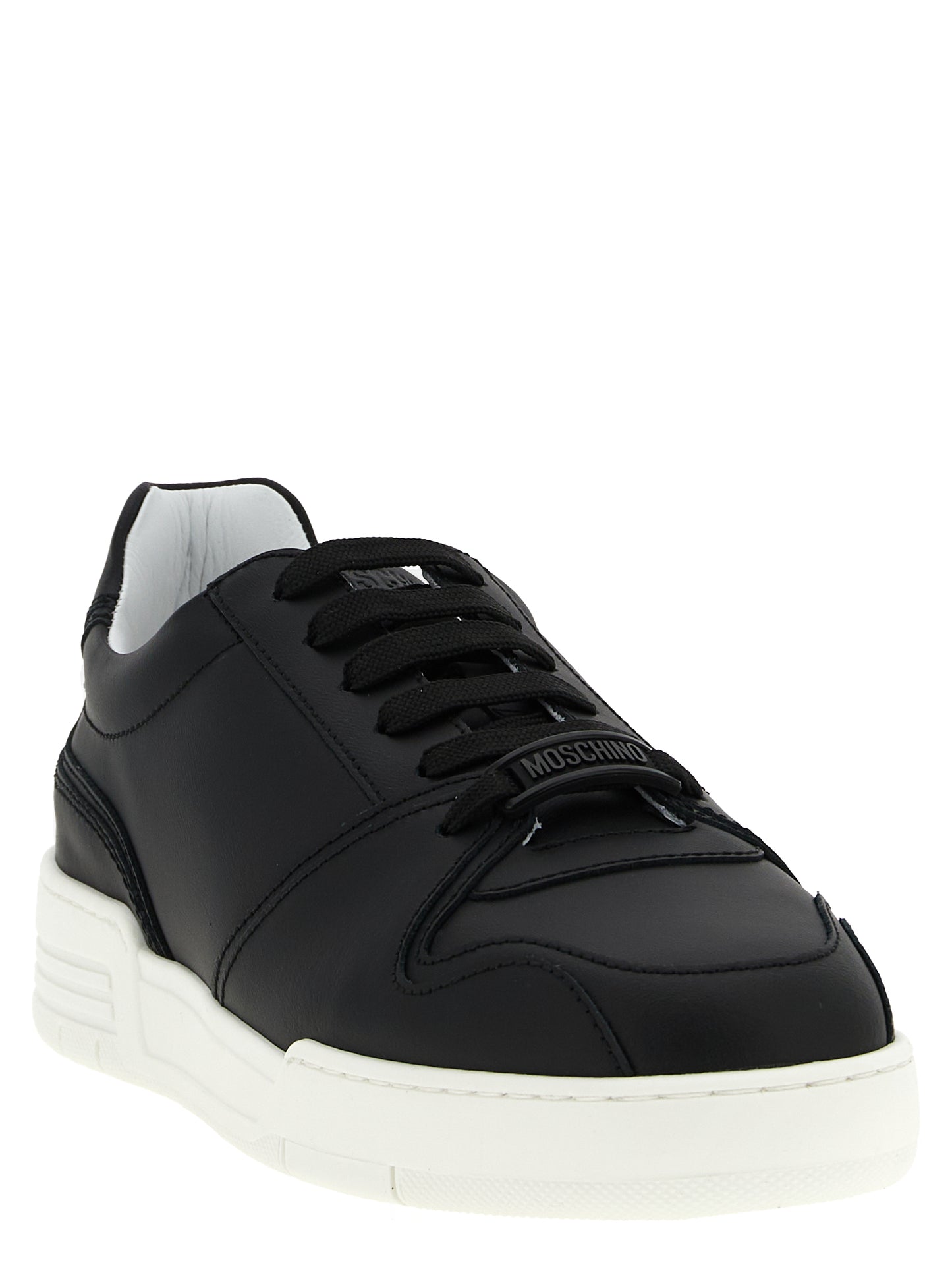 Moschino Black Leather Low Top Sneakers