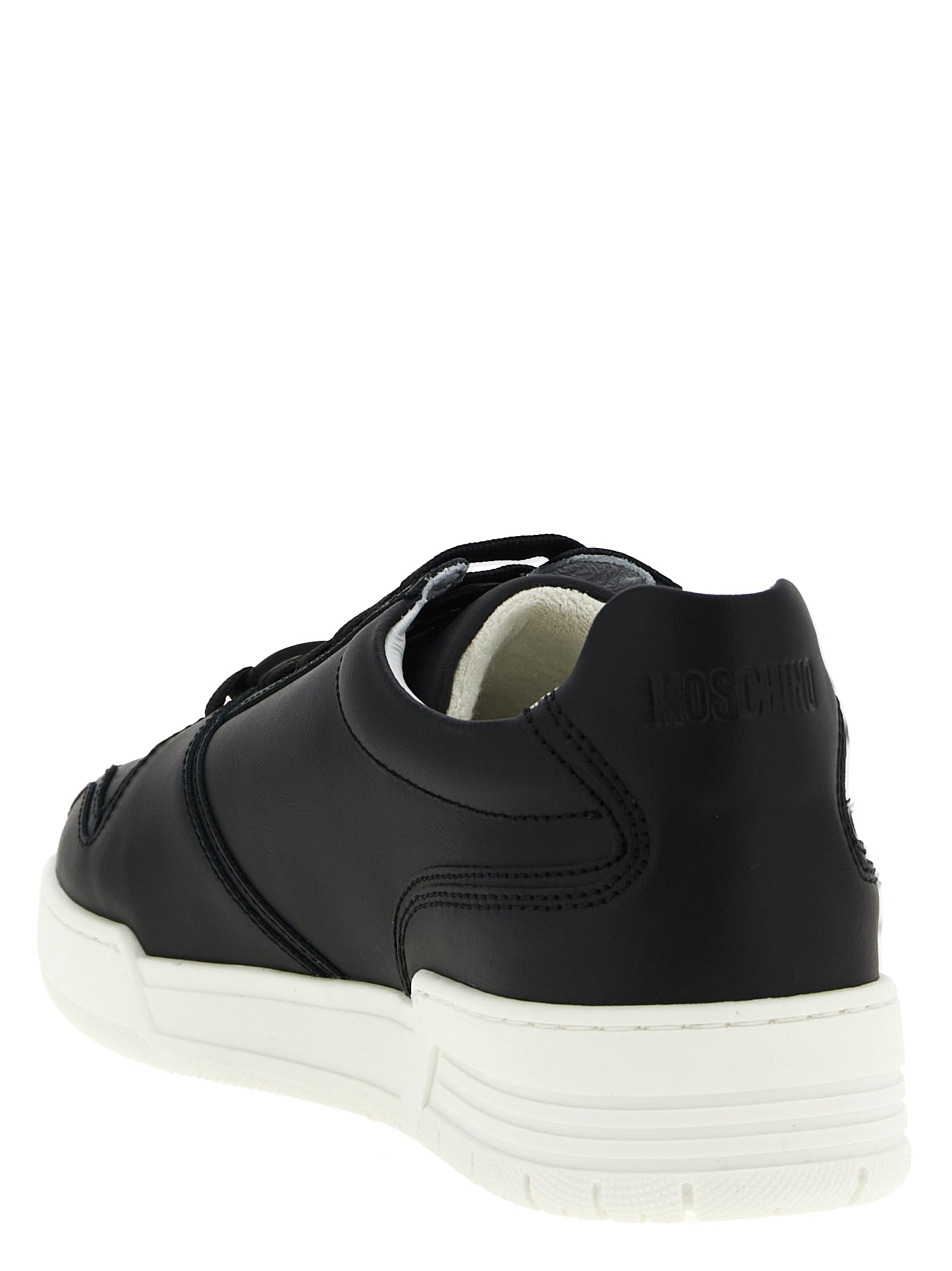 Moschino Zwarte Leren Lage Sneakers