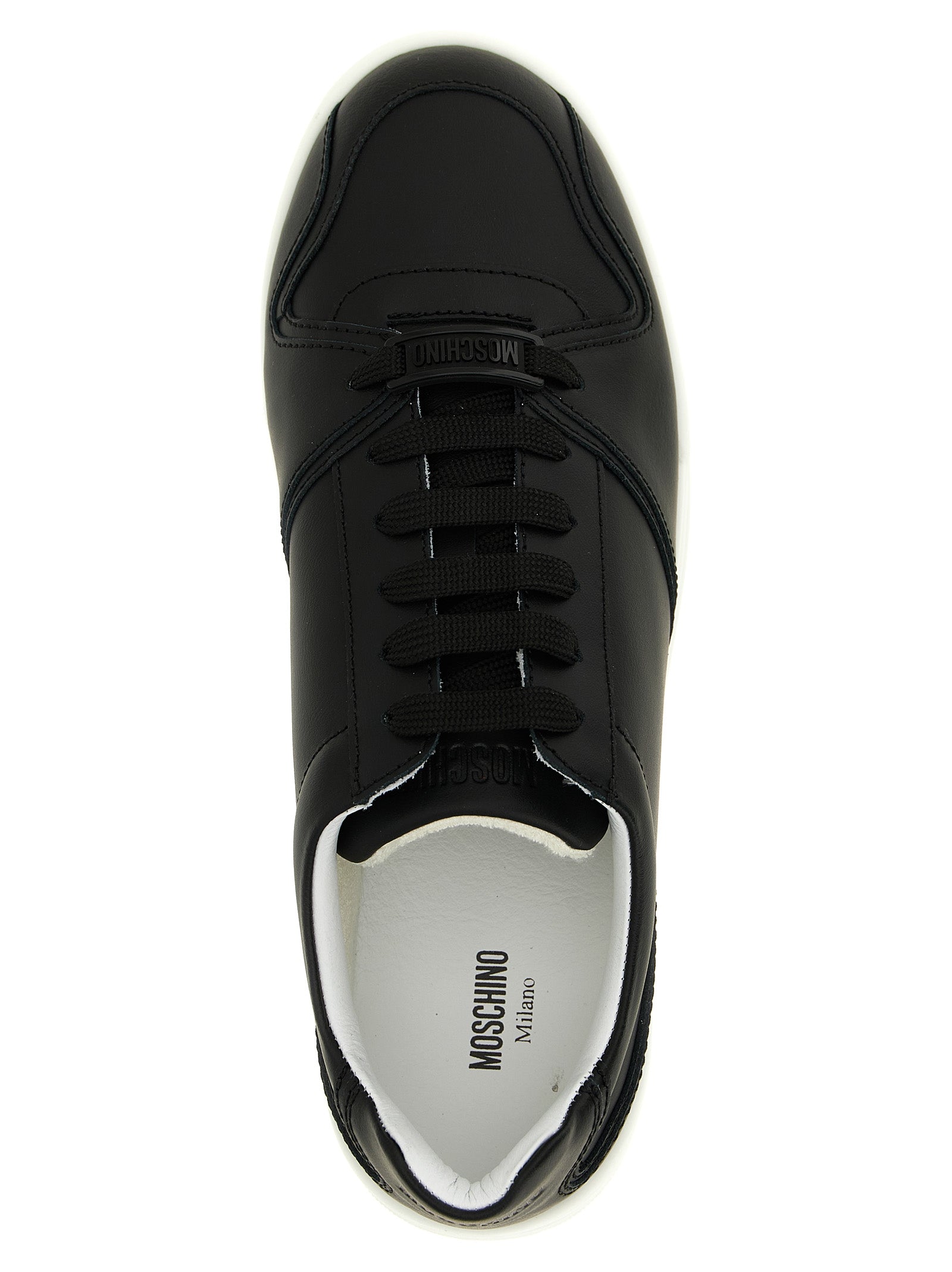 Moschino Zwarte Leren Lage Sneakers