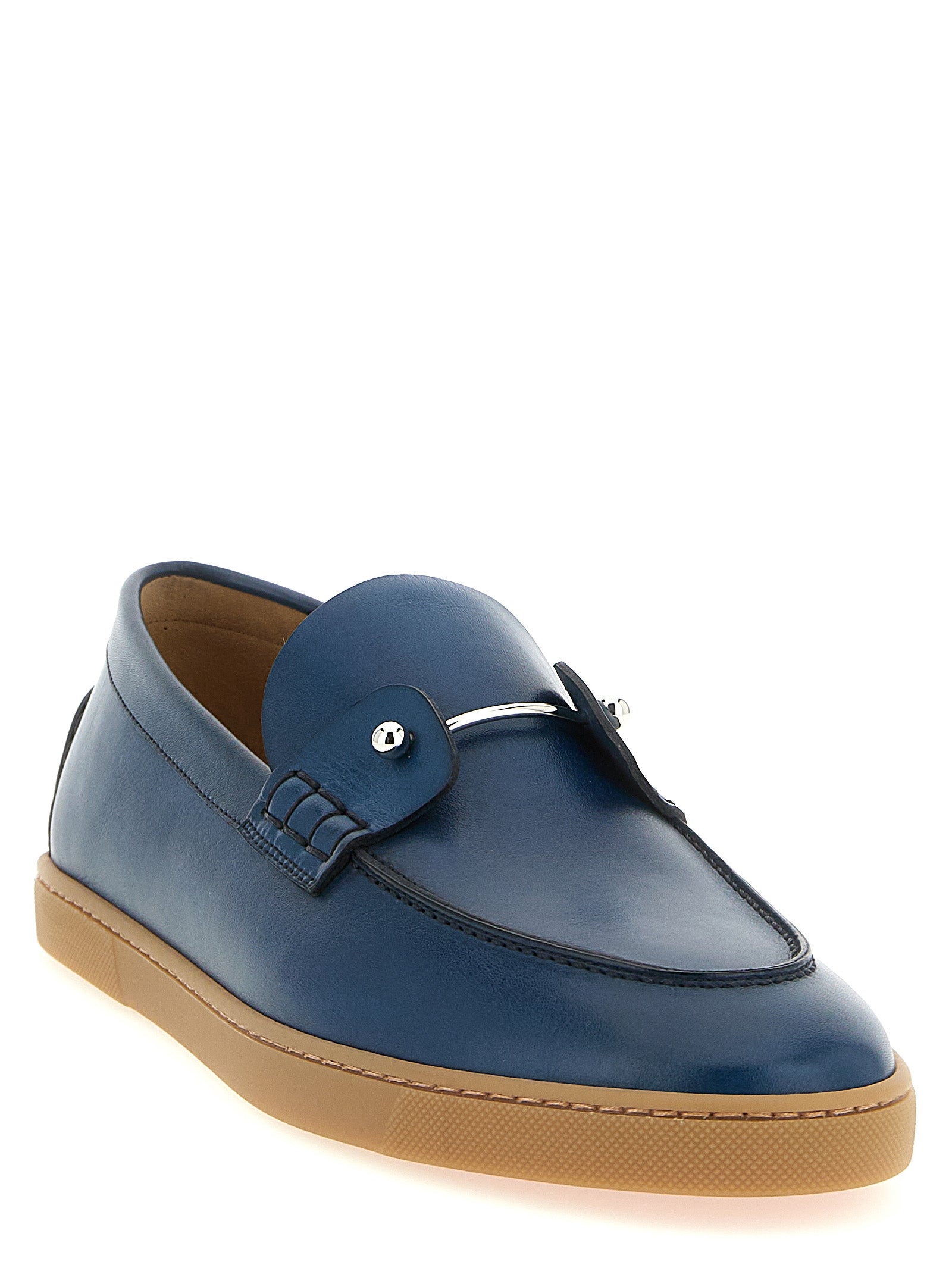 Christian Louboutin Blauwe Kalfsleren Slip-On Loafers