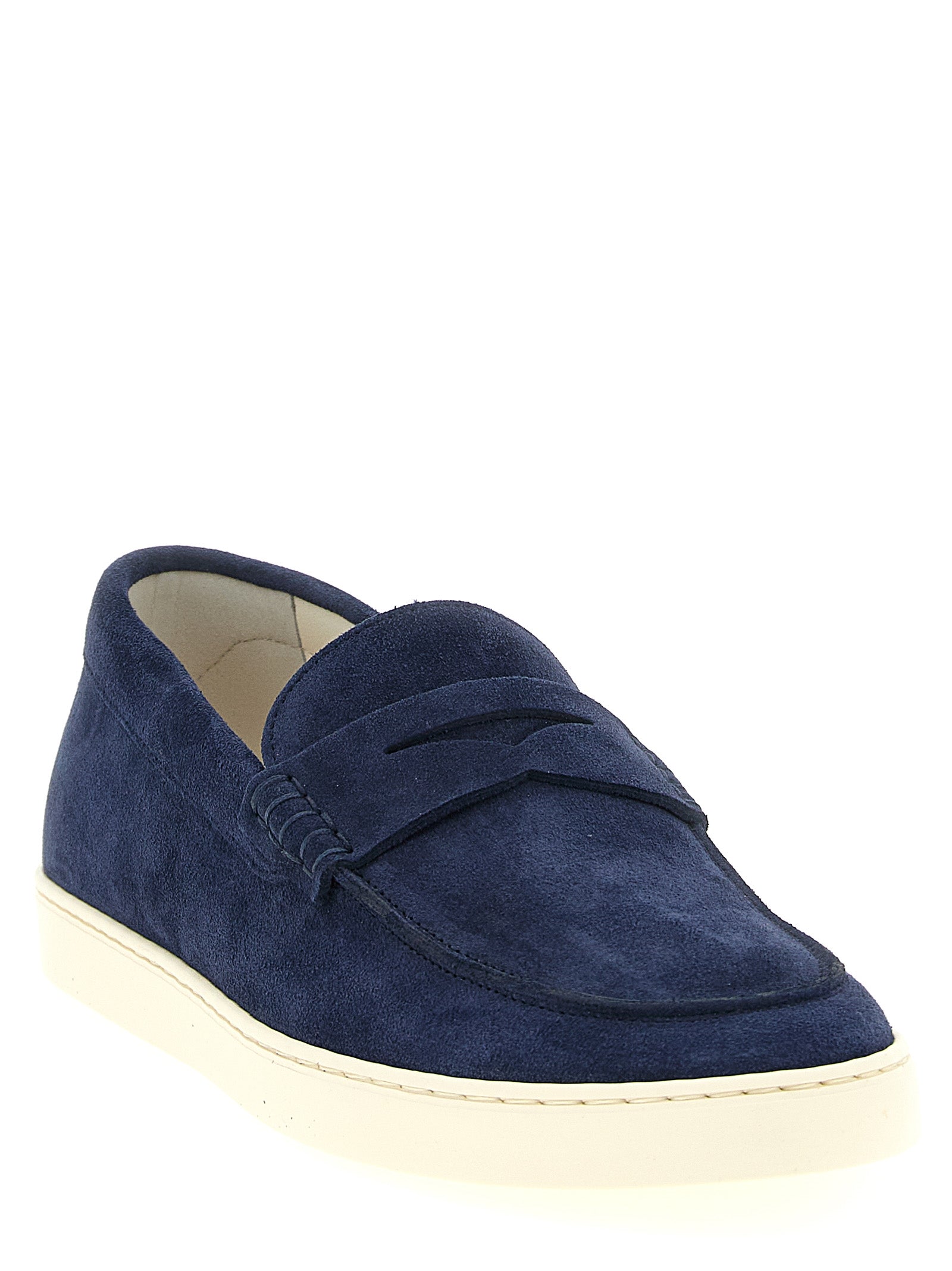 Brunello Cucinelli Blauwe Kalfsleren Instapschoenen