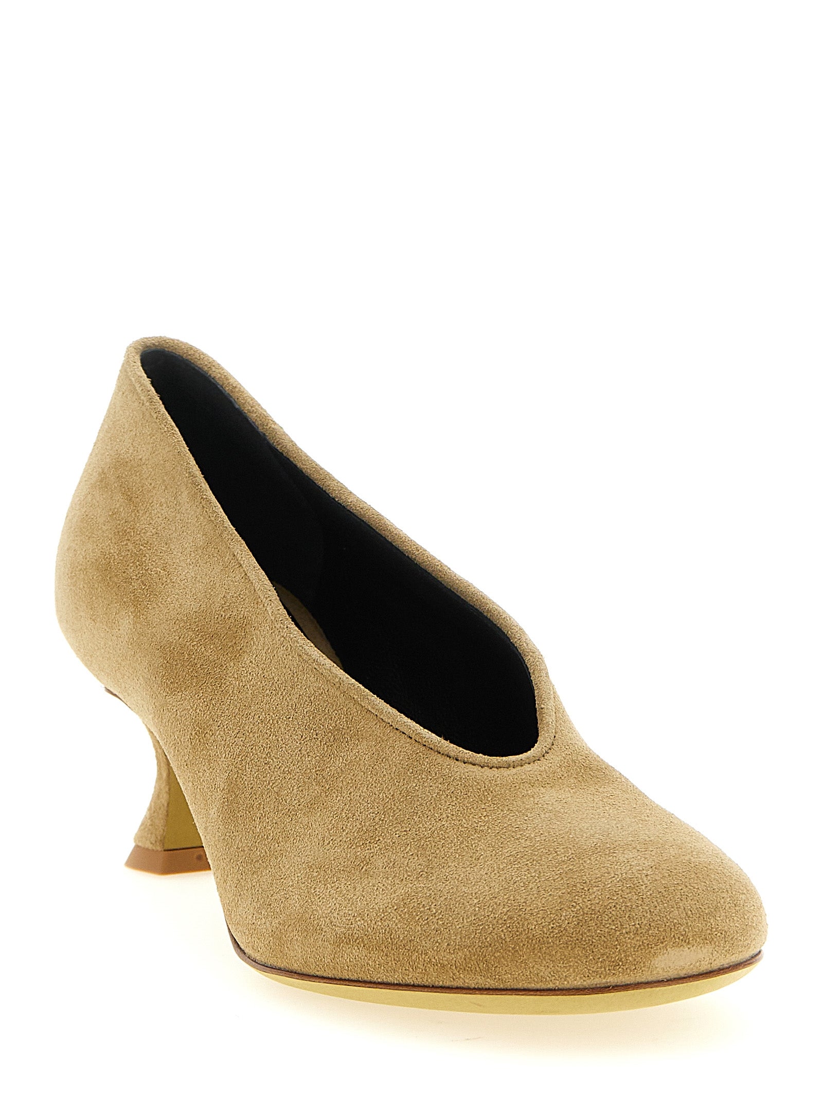 Moschino Beige Calfskin Mid-Heel Pumps