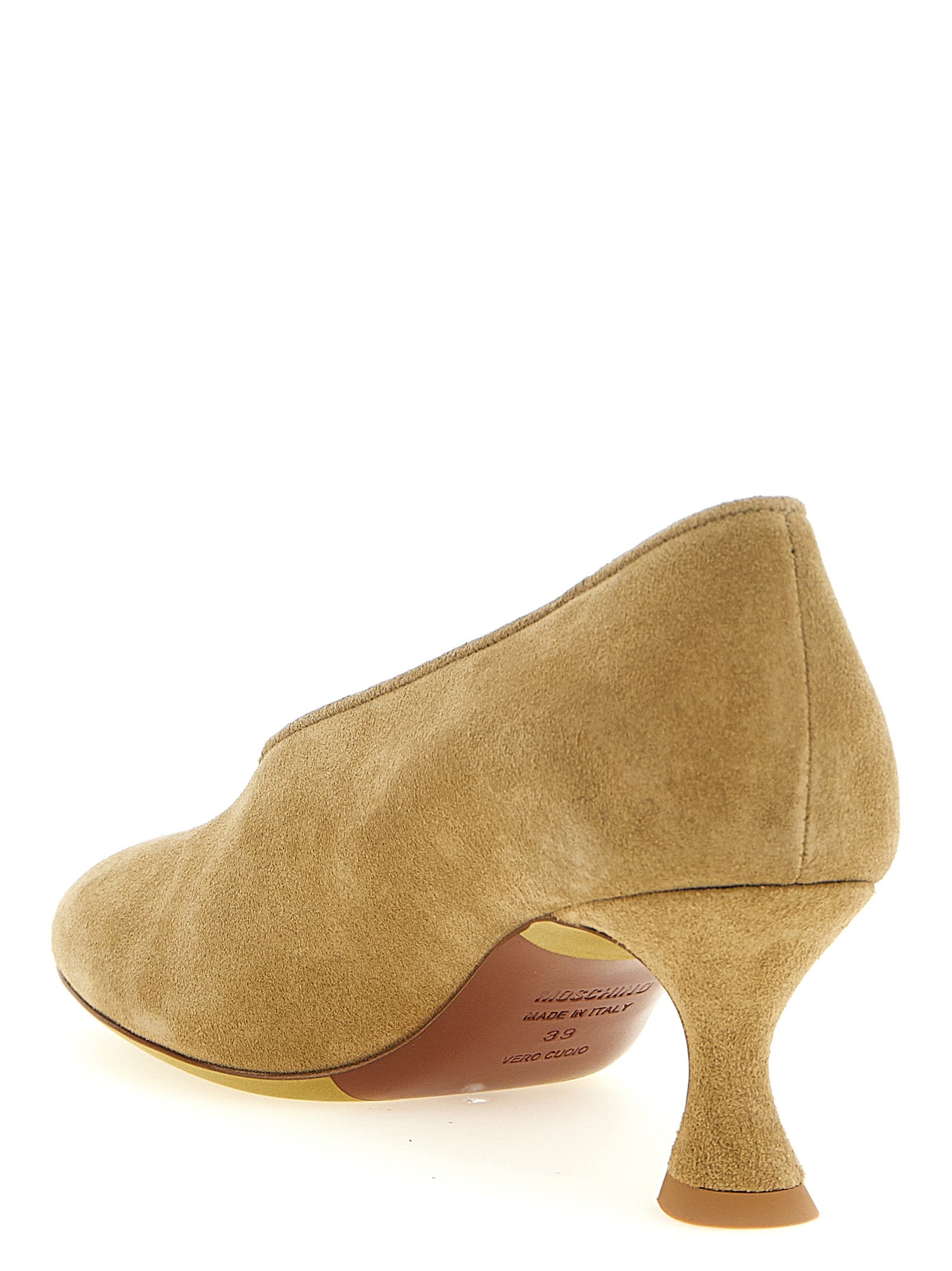 Moschino Beige Calfskin Mid-Heel Pumps